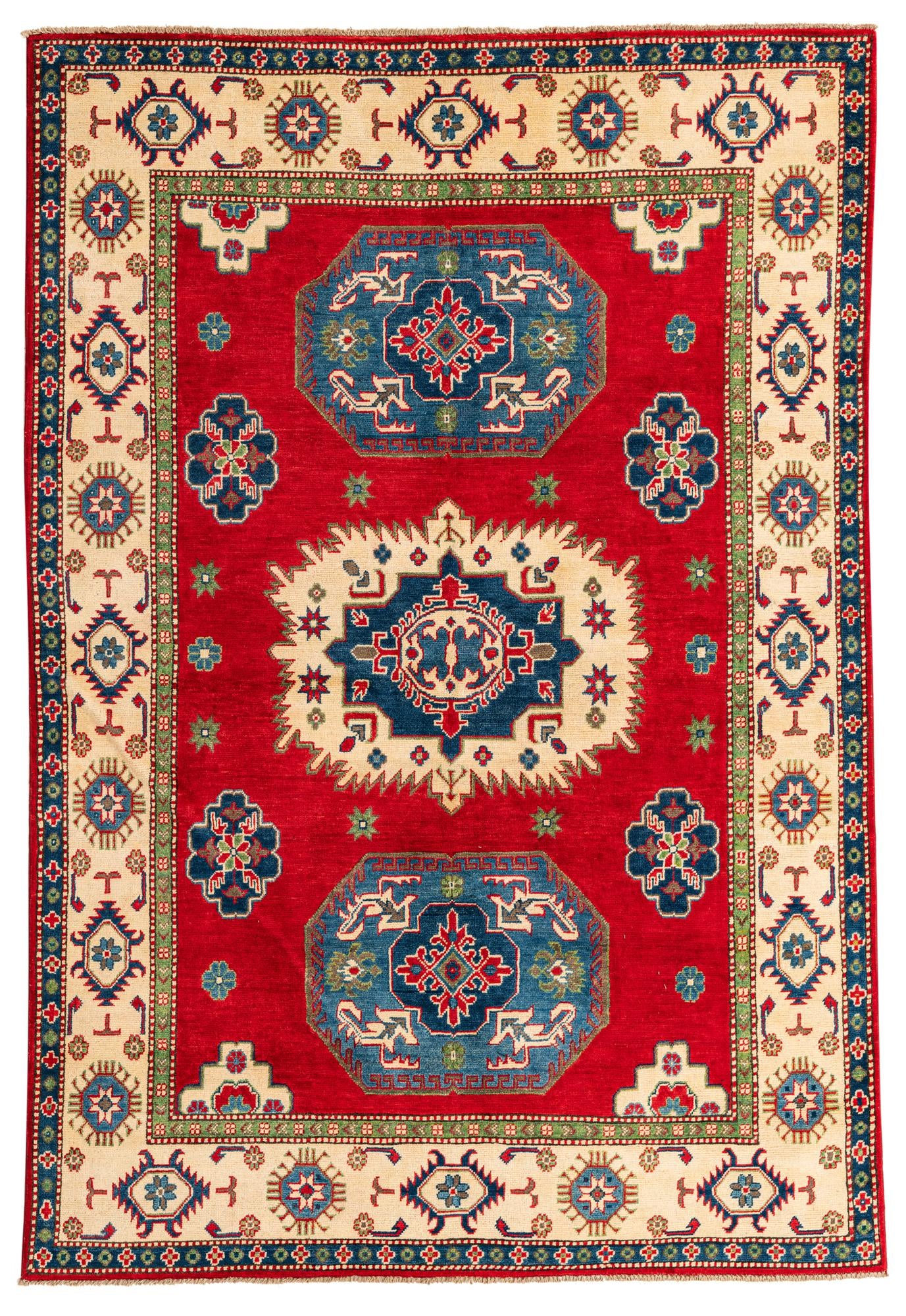 5' 7 x 8' 3 Hand Knotted Kazak Rug