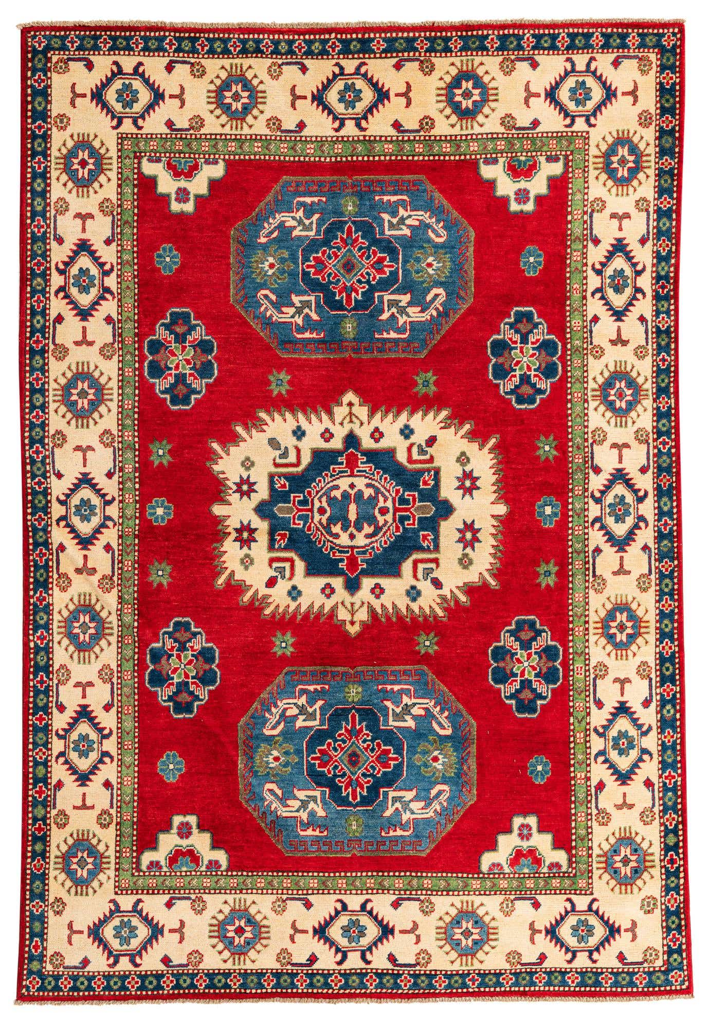 5' 7 x 8' 3 Hand Knotted Kazak Rug