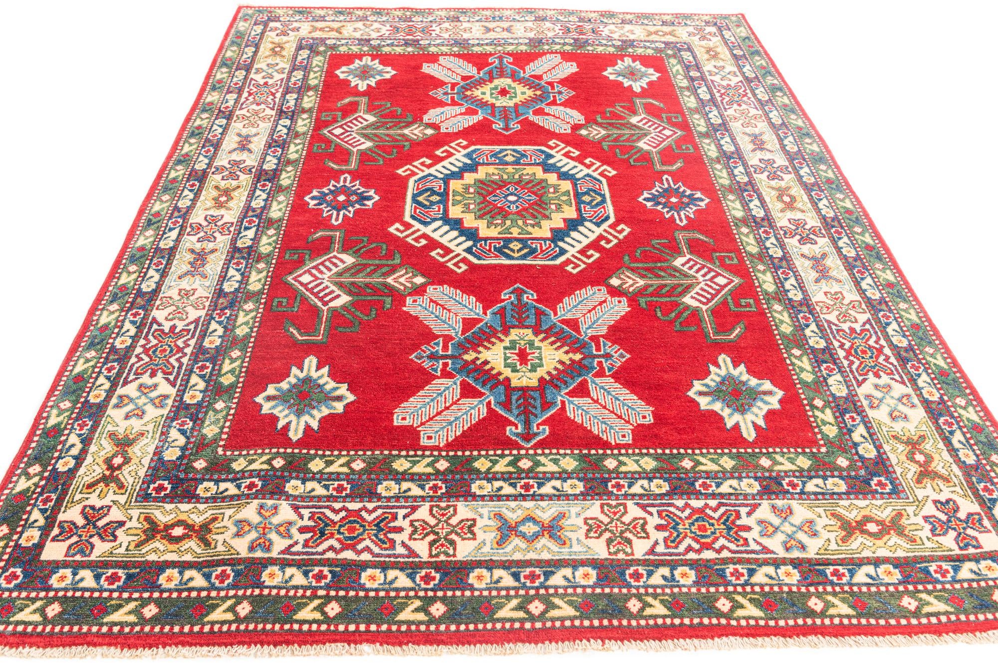 5' 9 x 8' Hand Knotted Kazak Rug