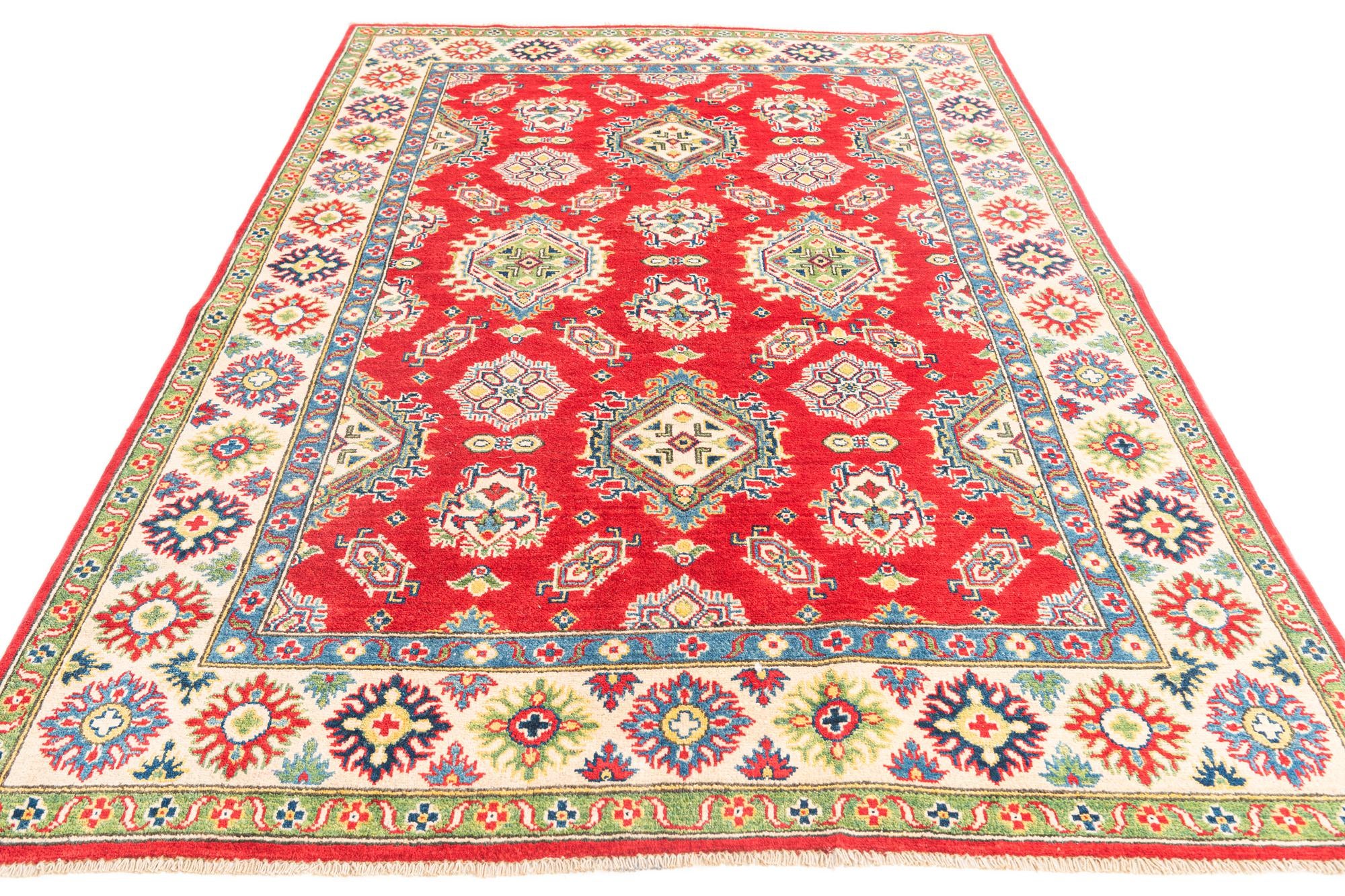 5' 8 x 8' Hand Knotted Kazak Rug