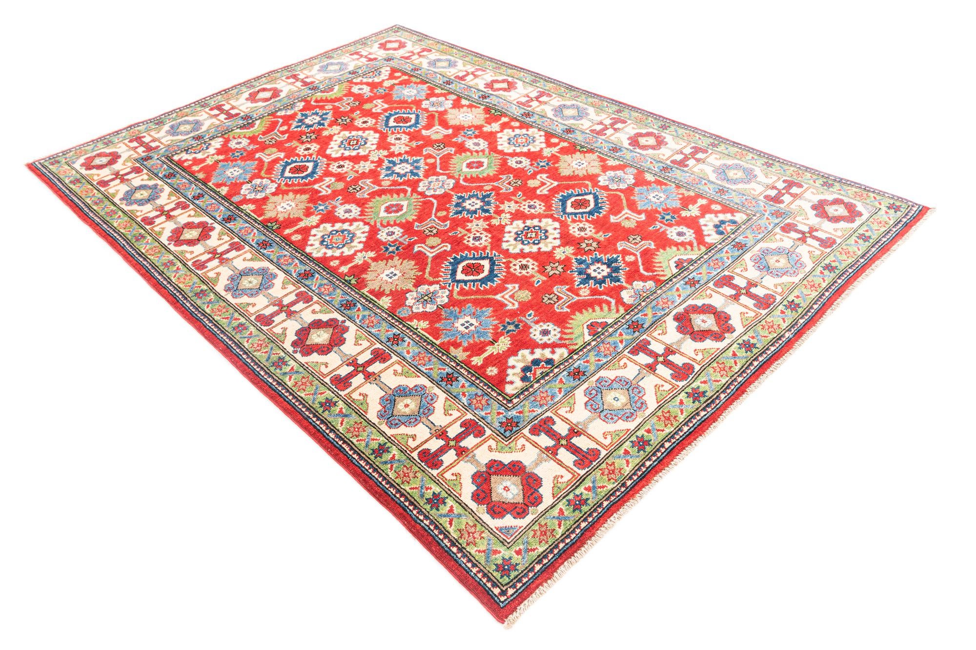 5' 7 x 8' Hand Knotted Kazak Rug