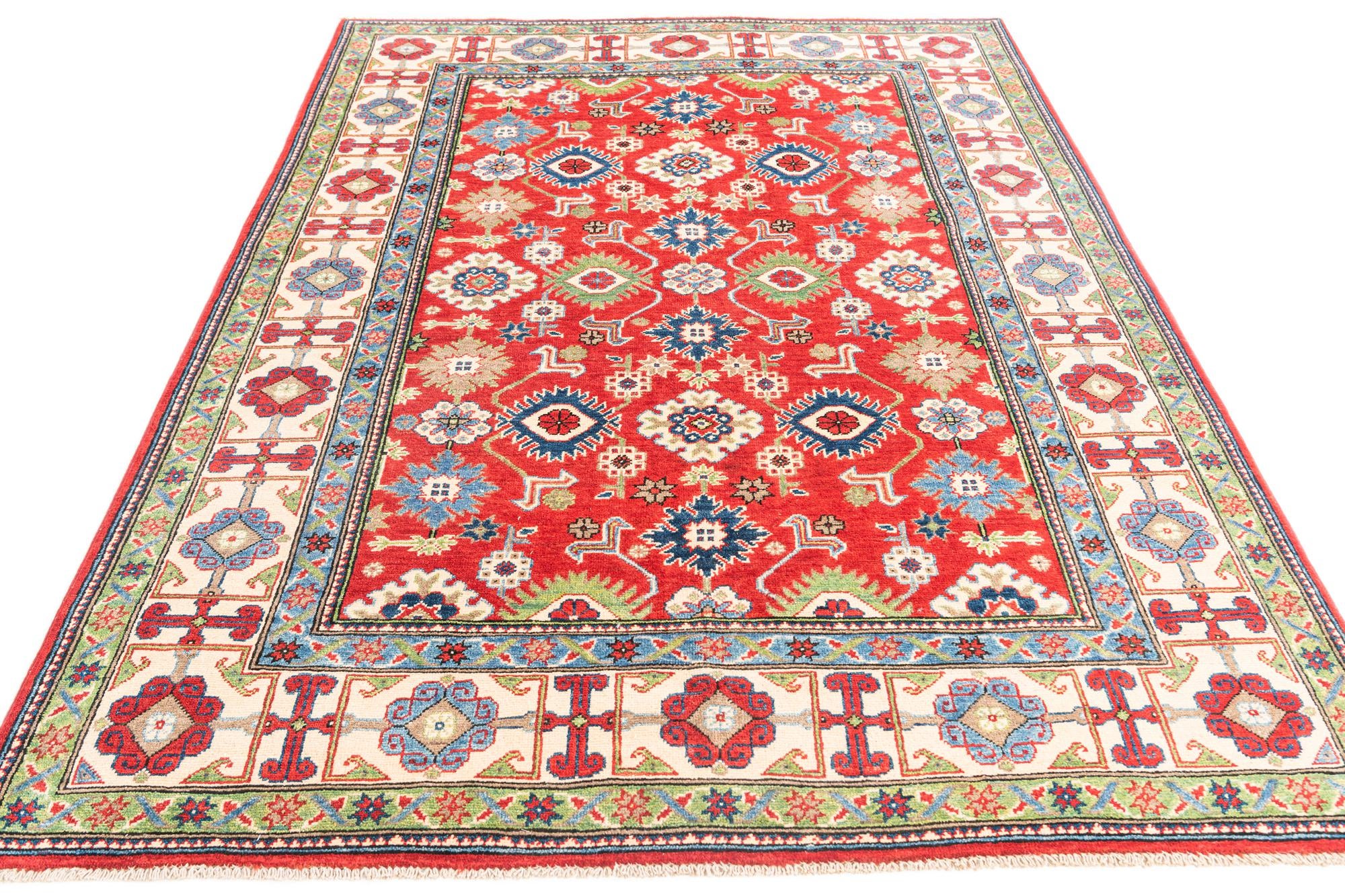 5' 7 x 8' Hand Knotted Kazak Rug
