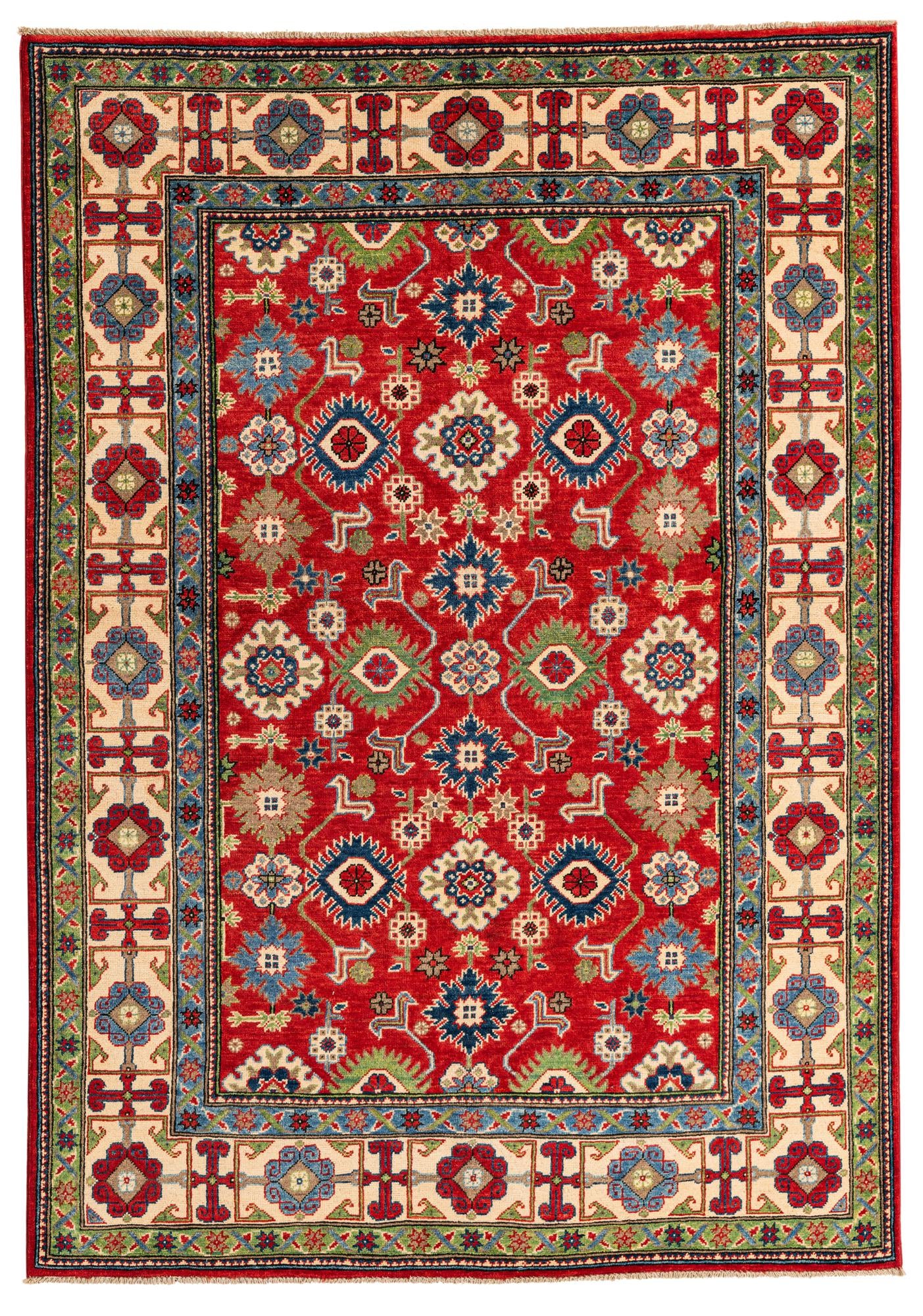5' 7 x 8' Hand Knotted Kazak Rug