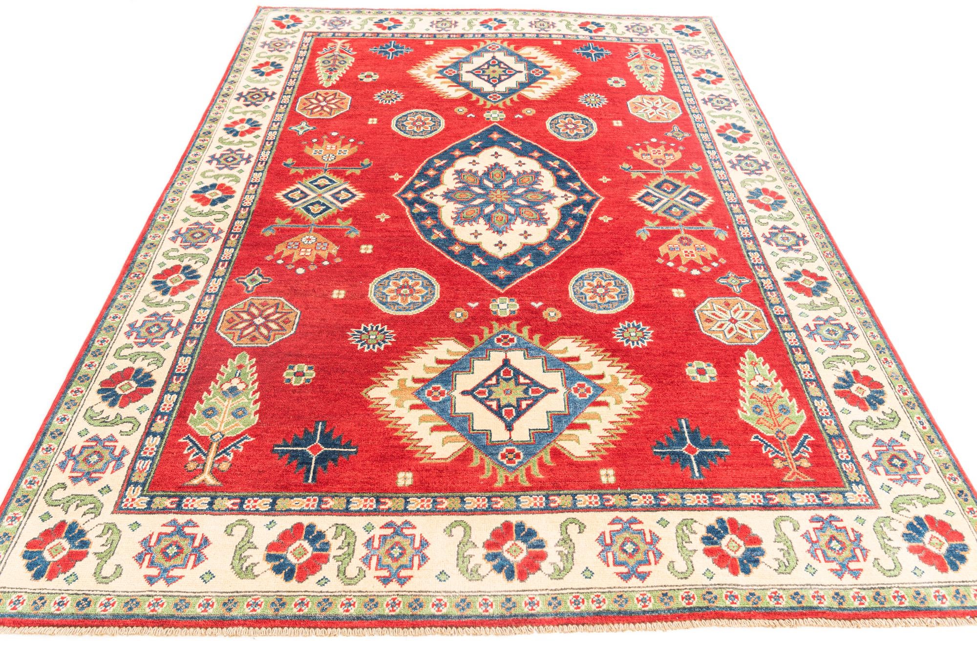 5' 7 x 8' Hand Knotted Kazak Rug