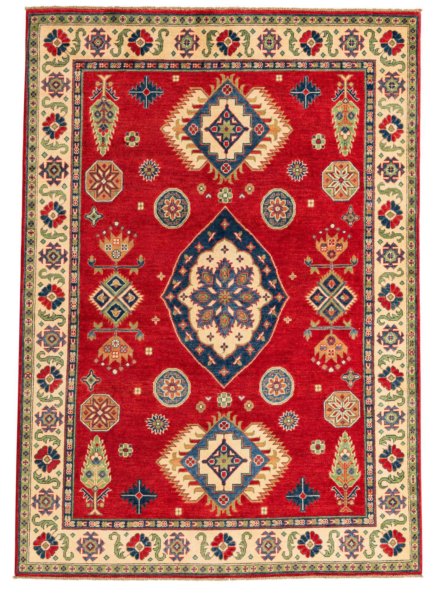 5' 7 x 8' Hand Knotted Kazak Rug