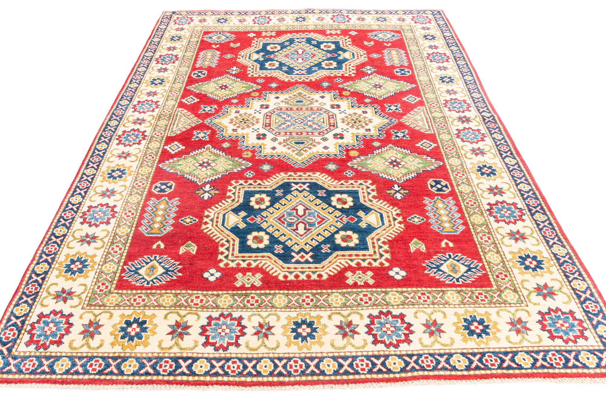 5' 8 x 8' 2 Hand Knotted Kazak Rug
