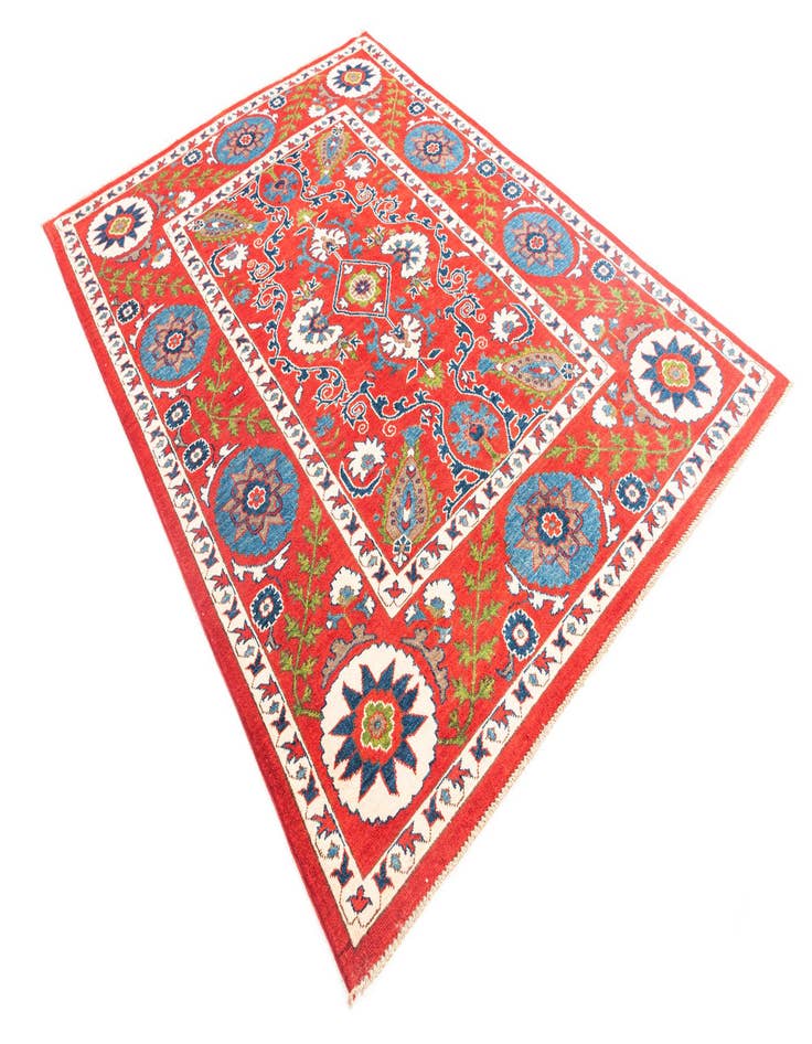 Detail image of 5' 8 x 8'  Hand Knotted Kazak Rug