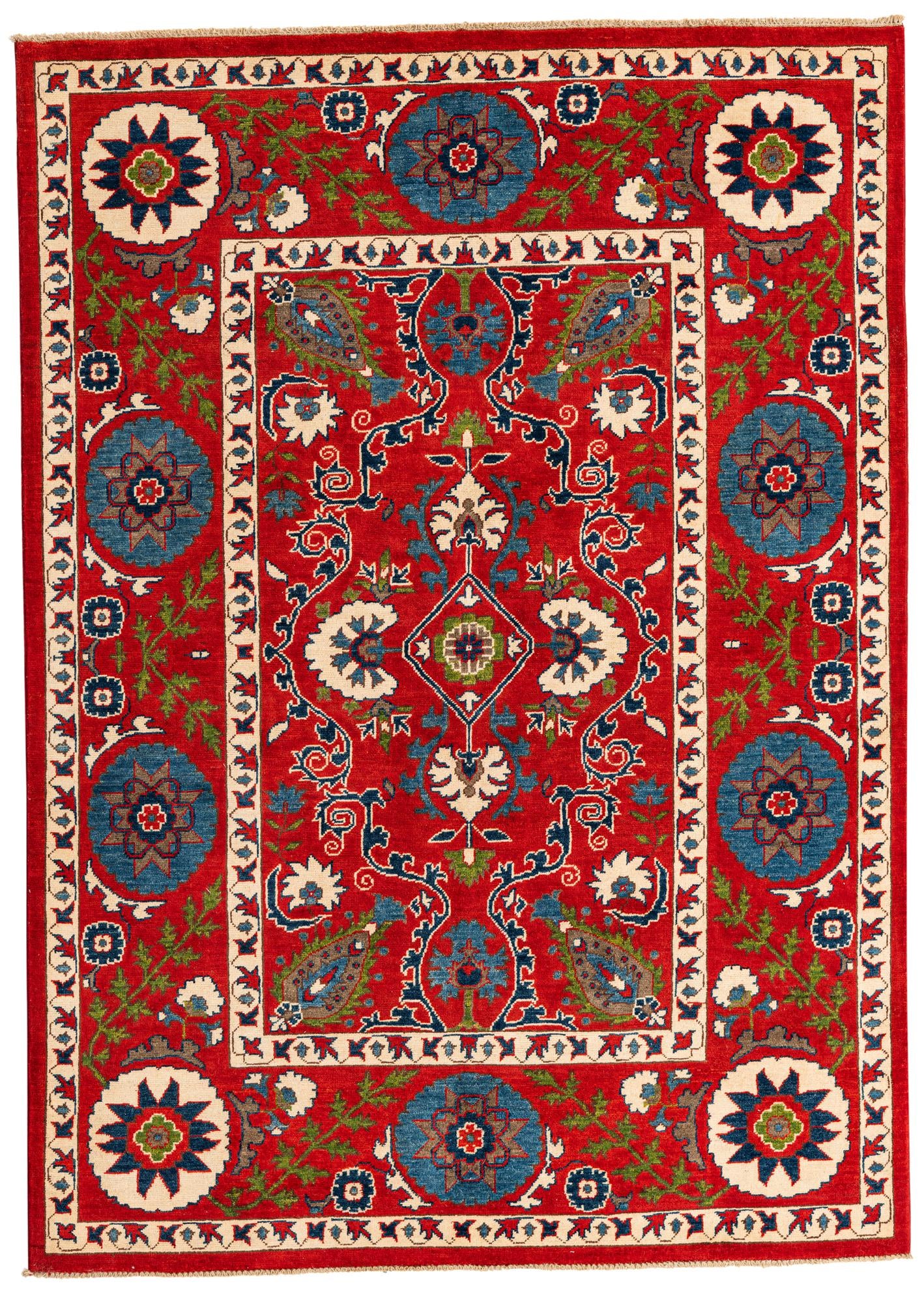 5' 8 x 8' Hand Knotted Kazak Rug