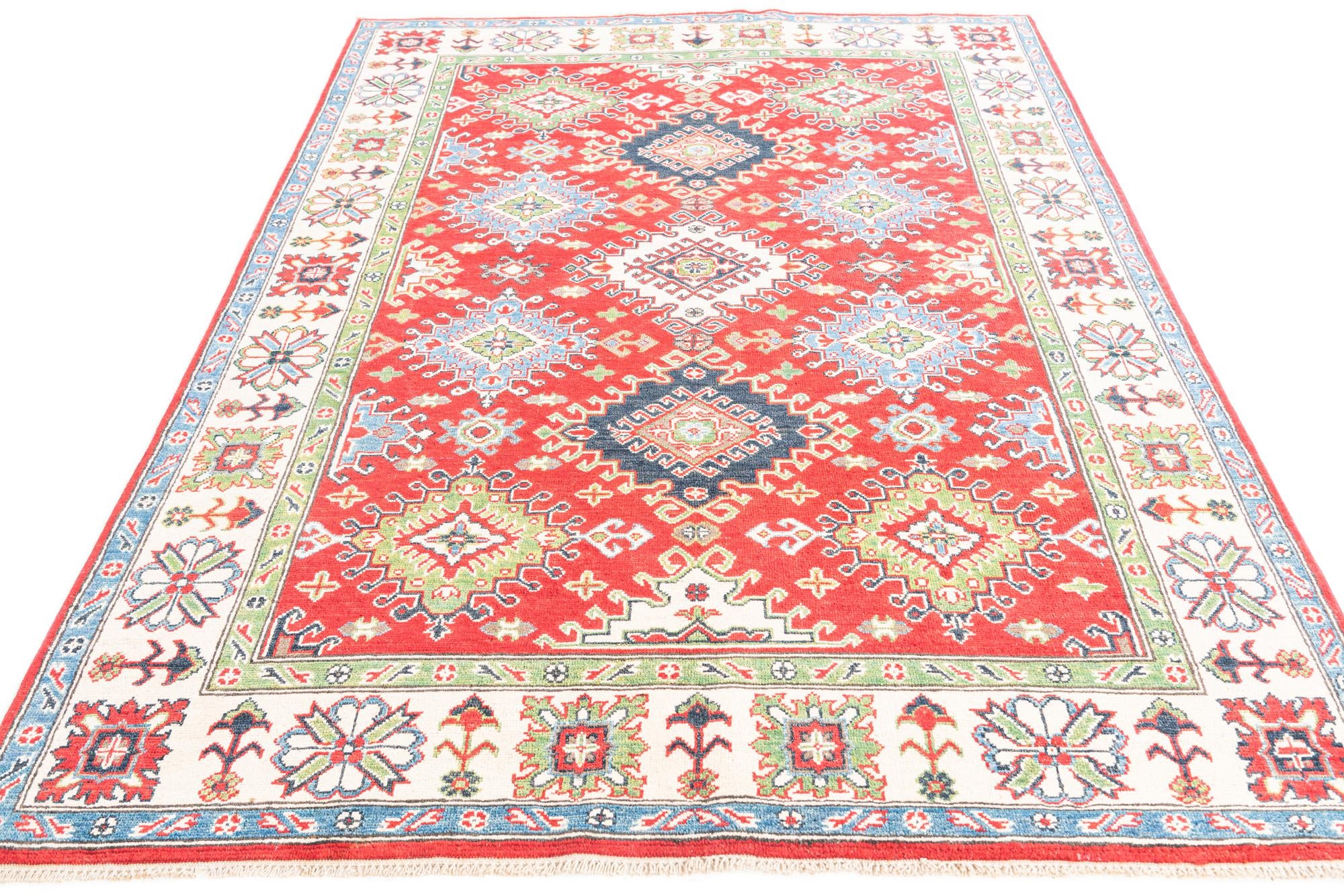 5' 7 x 7' 10 Hand Knotted Kazak Rug
