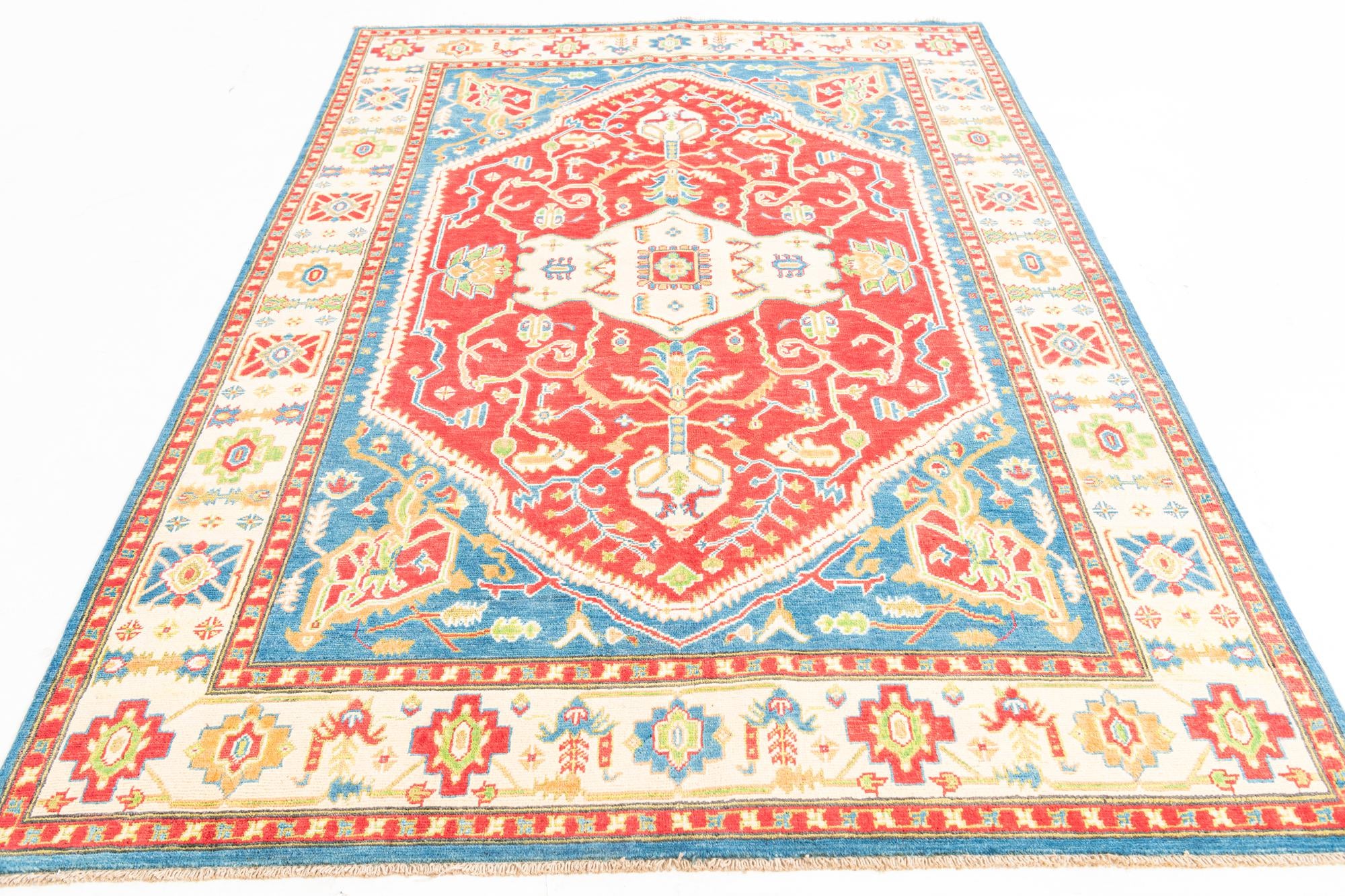 5' 8 x 8' Hand Knotted Kazak Rug