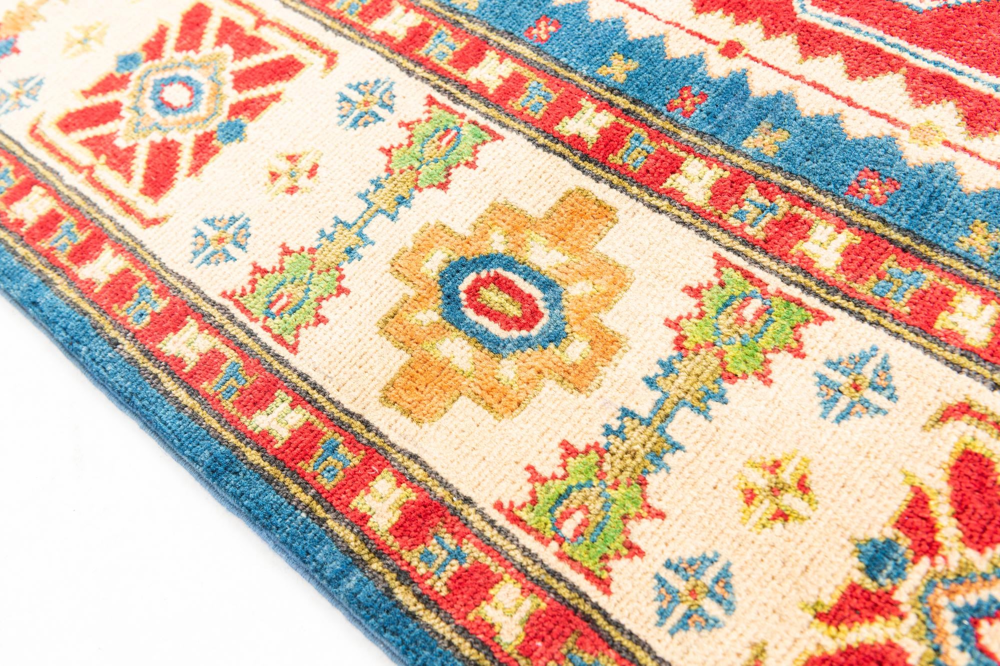 5' 8 x 8' Hand Knotted Kazak Rug