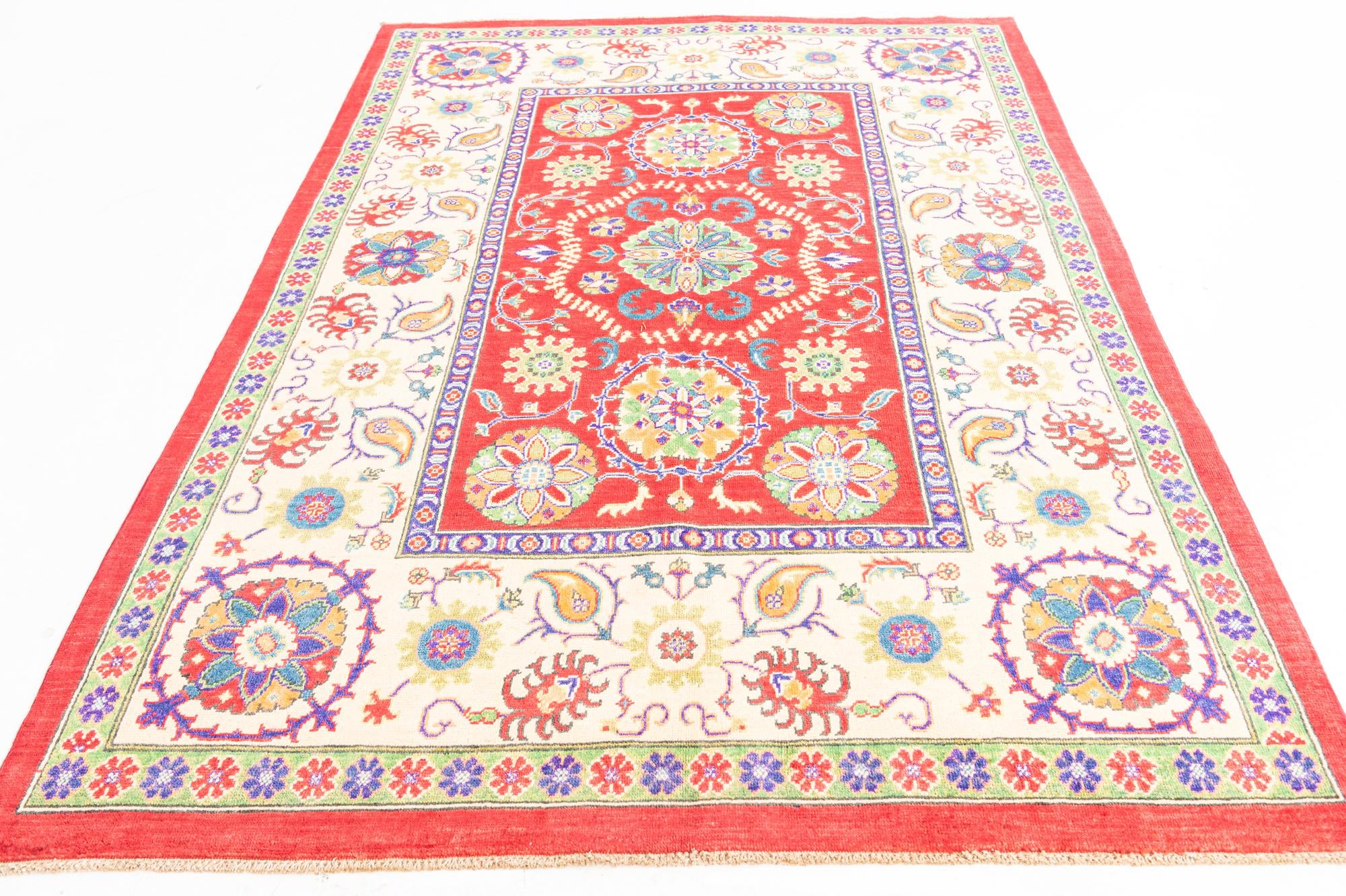 5' 8 x 8' 2 Hand Knotted Kazak Rug