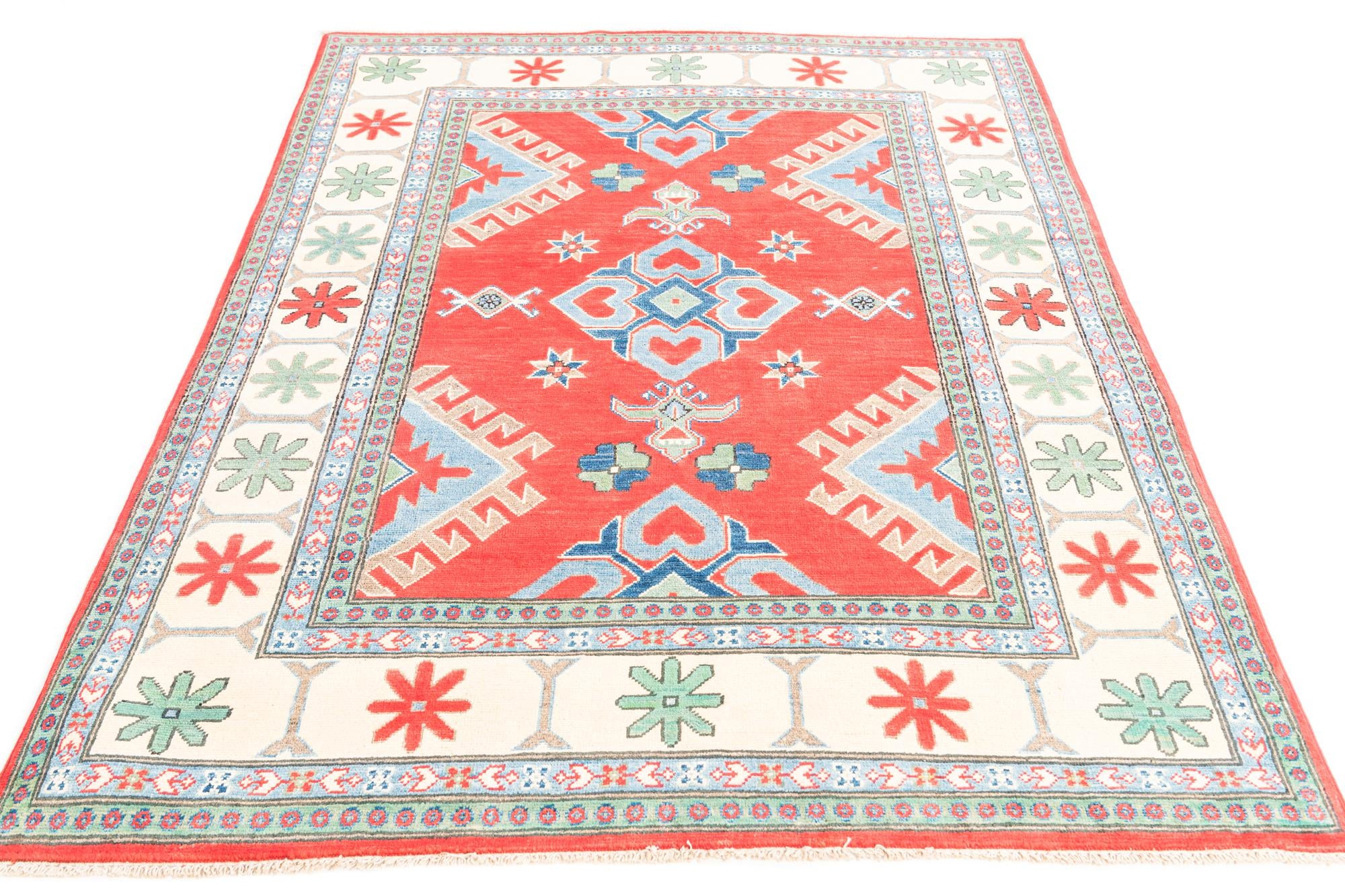 4' 9 x 6' 7 Hand Knotted Kazak Rug