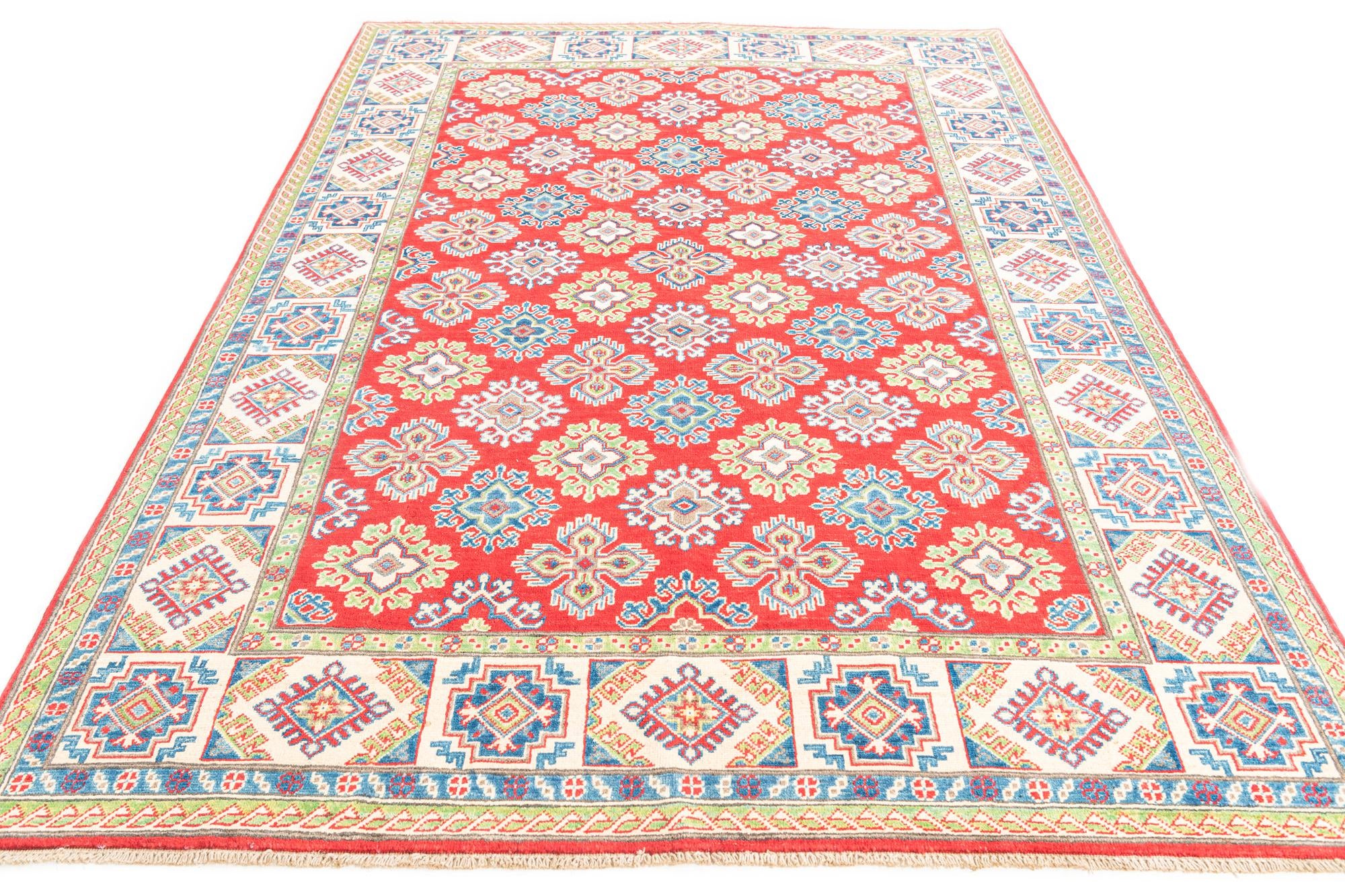 6' x 8' 7 Hand Knotted Kazak Rug
