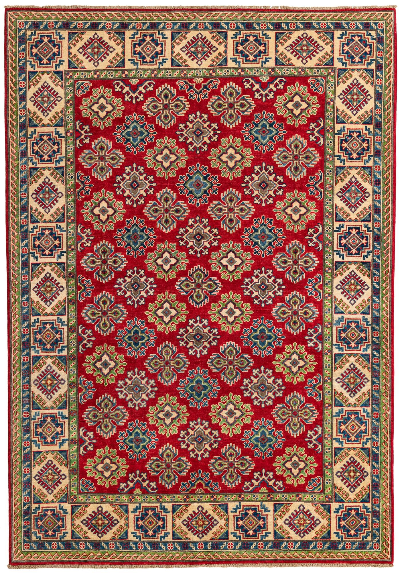 6' x 8' 7 Hand Knotted Kazak Rug