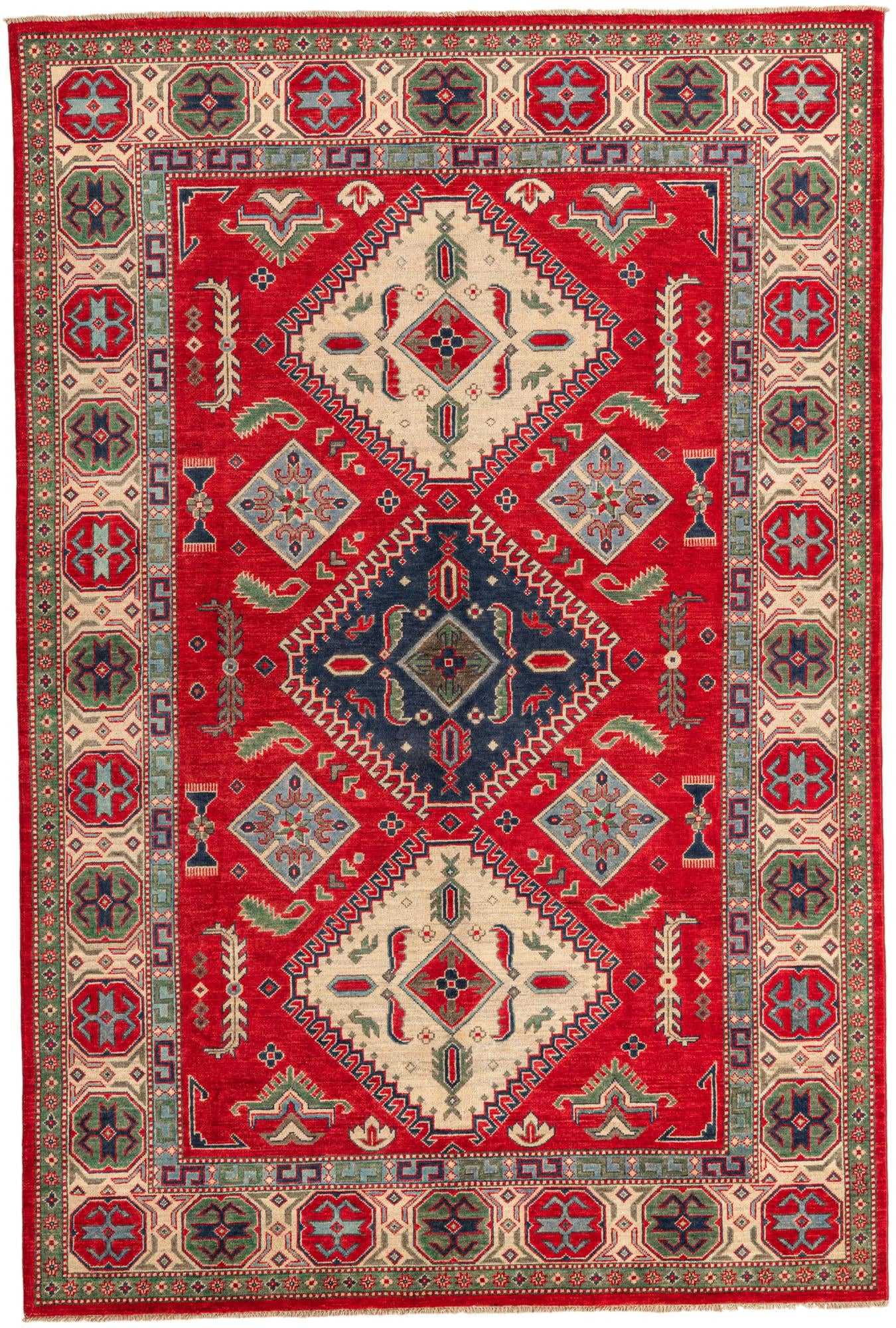 6' 6 x 9' 8 Hand Knotted Kazak Rug
