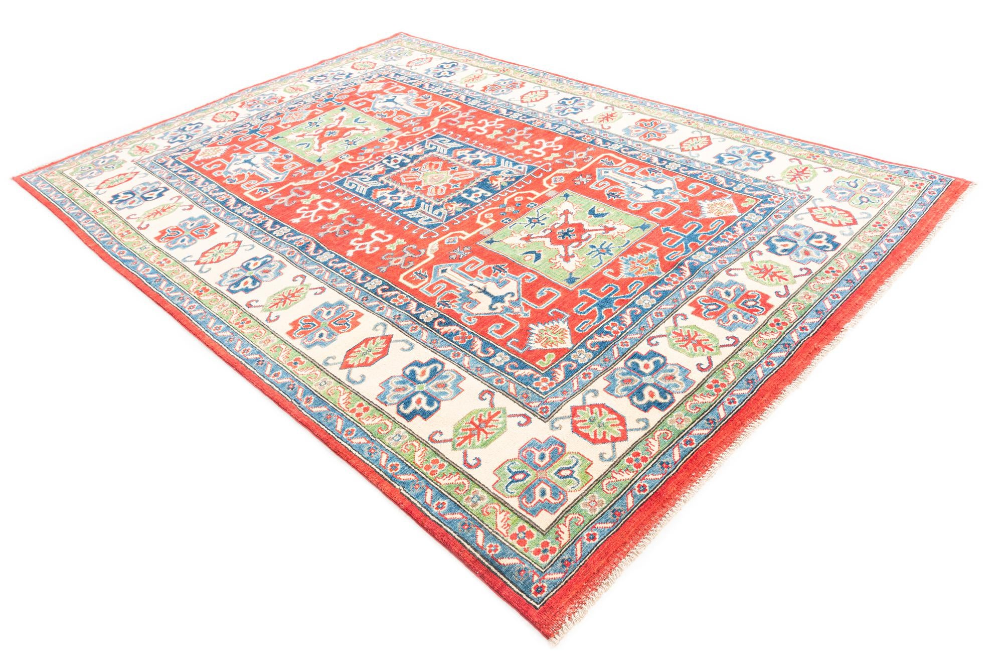 6' 8 x 9' 8 Hand Knotted Kazak Rug