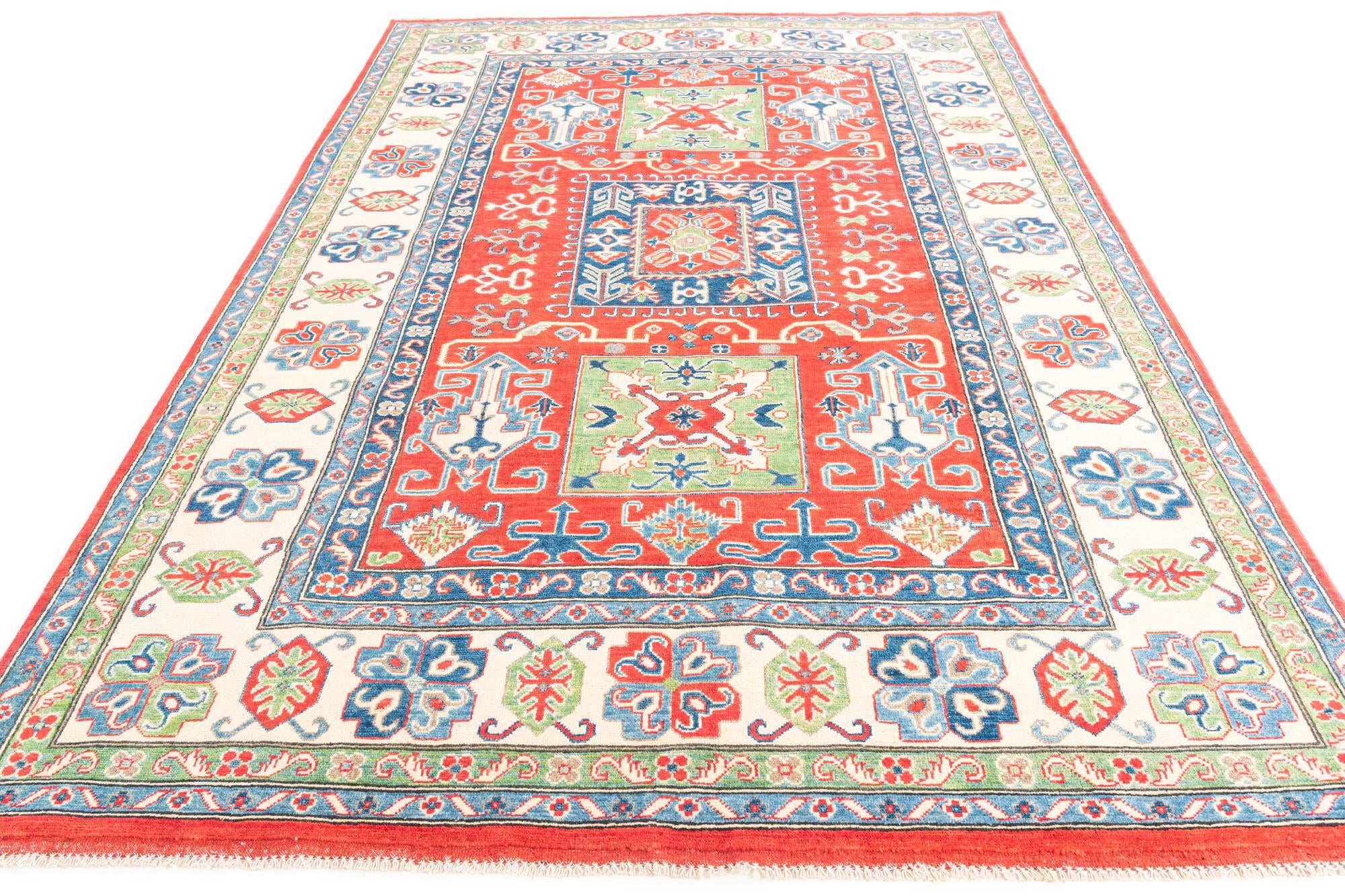 6' 8 x 9' 8 Hand Knotted Kazak Rug