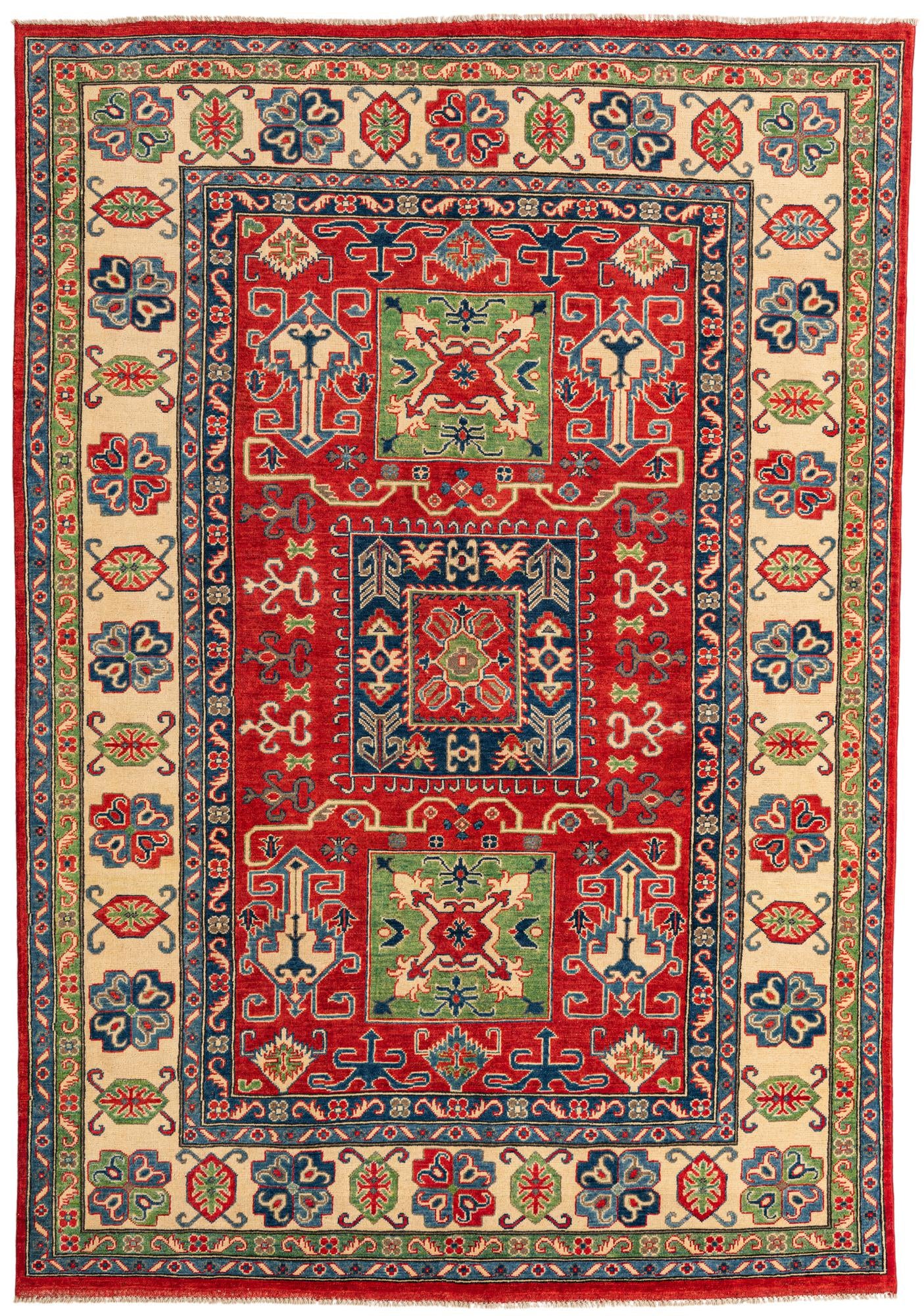 6' 8 x 9' 8 Hand Knotted Kazak Rug