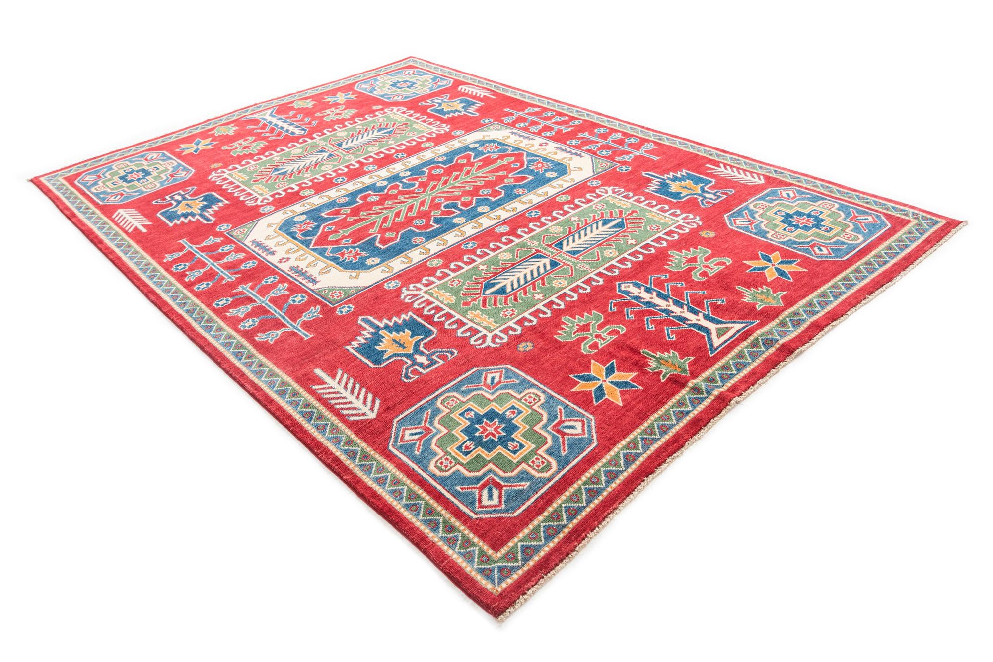 6' 7 x 9' 6 Hand Knotted Kazak Rug