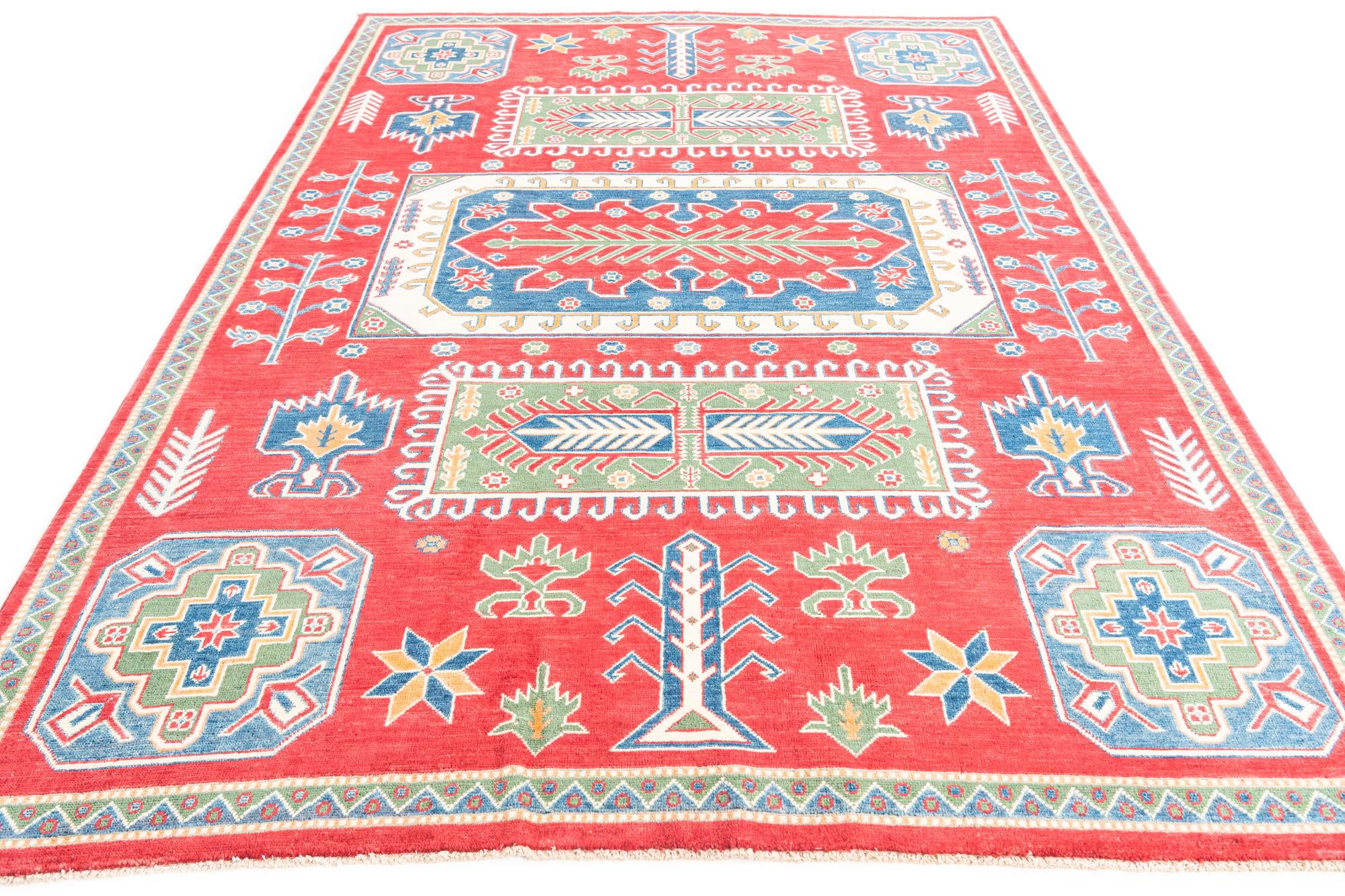 6' 7 x 9' 6 Hand Knotted Kazak Rug