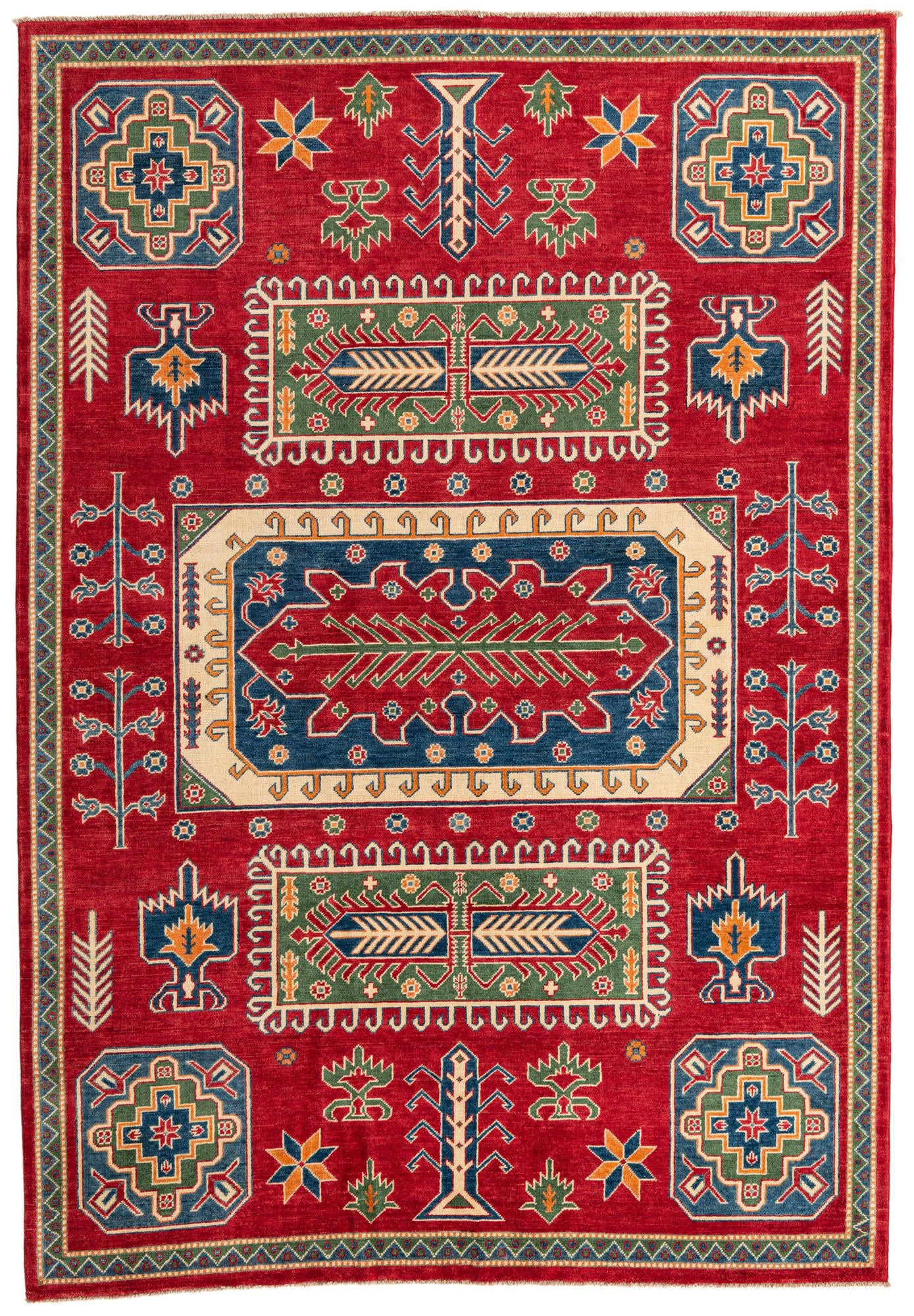 6' 7 x 9' 6 Hand Knotted Kazak Rug
