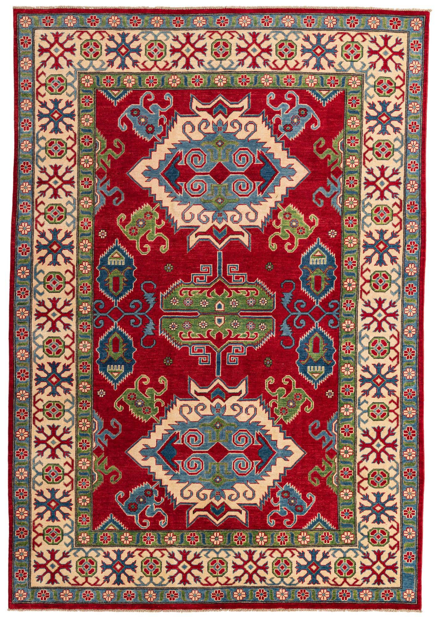 6' 8 x 9' 8 Hand Knotted Kazak Rug