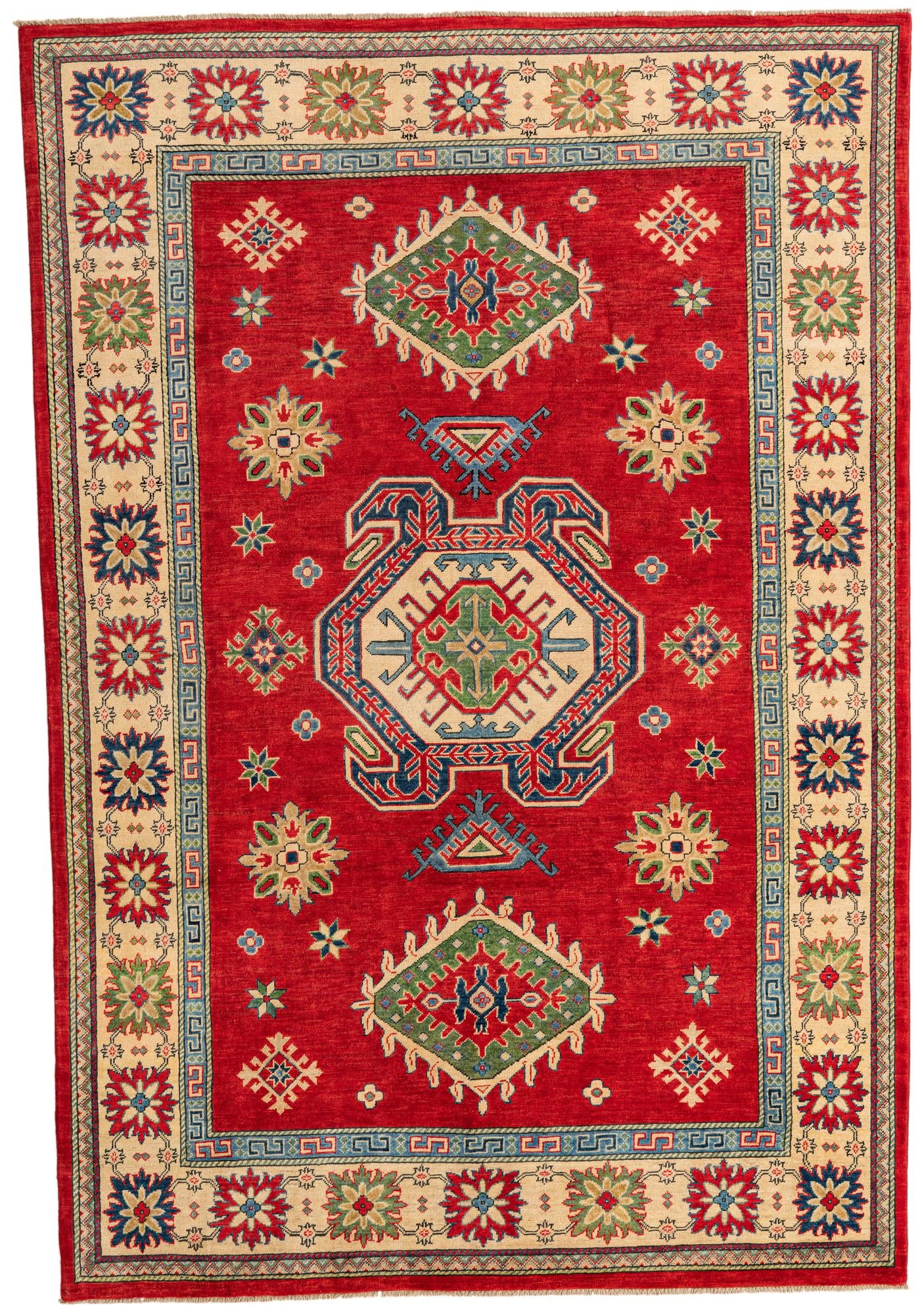 6' 5 x 9' 6 Hand Knotted Kazak Rug
