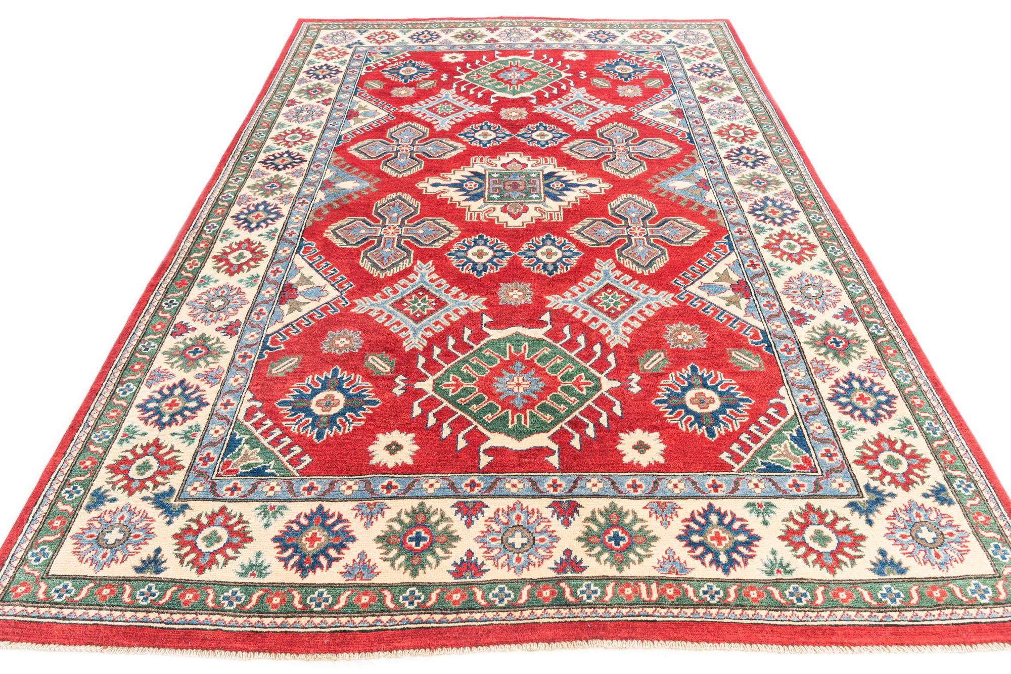 6' x 9' 2 Hand Knotted Kazak Rug