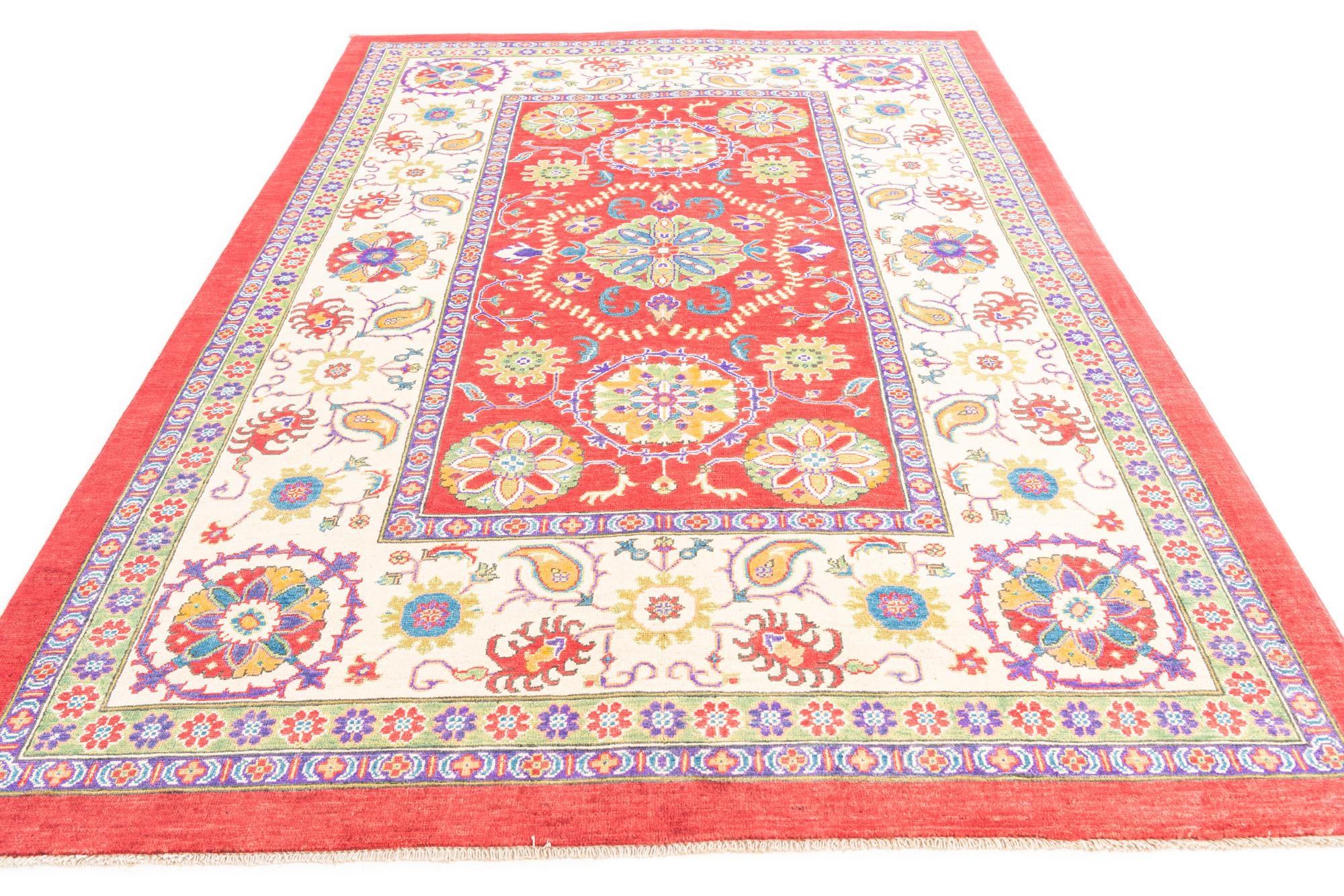 6' 7 x 9' 6 Hand Knotted Kazak Rug