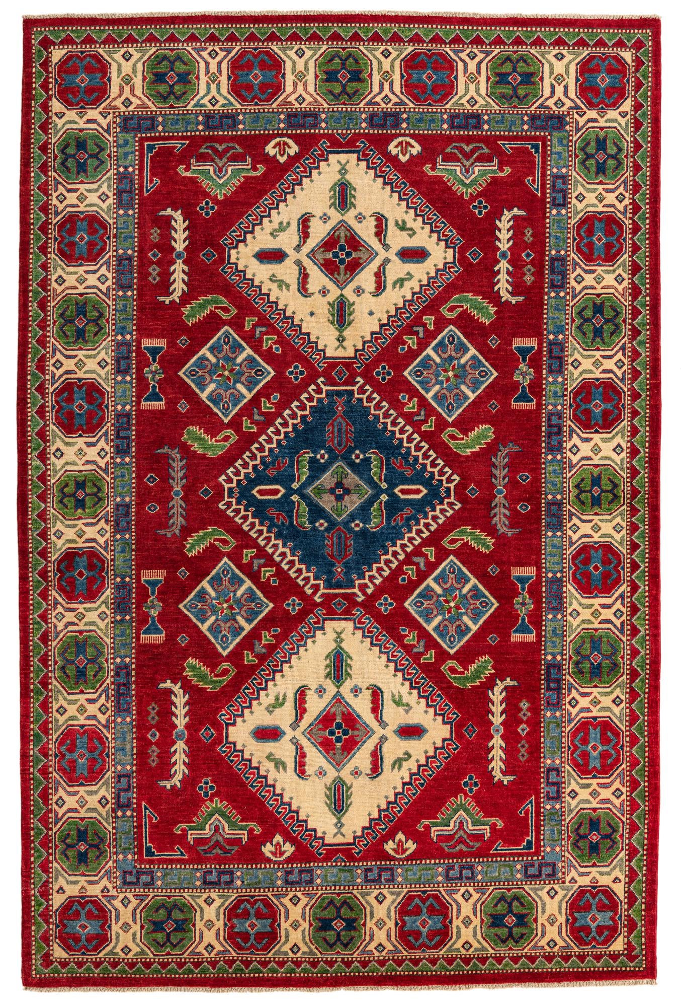 6' 7 x 10' Hand Knotted Kazak Rug