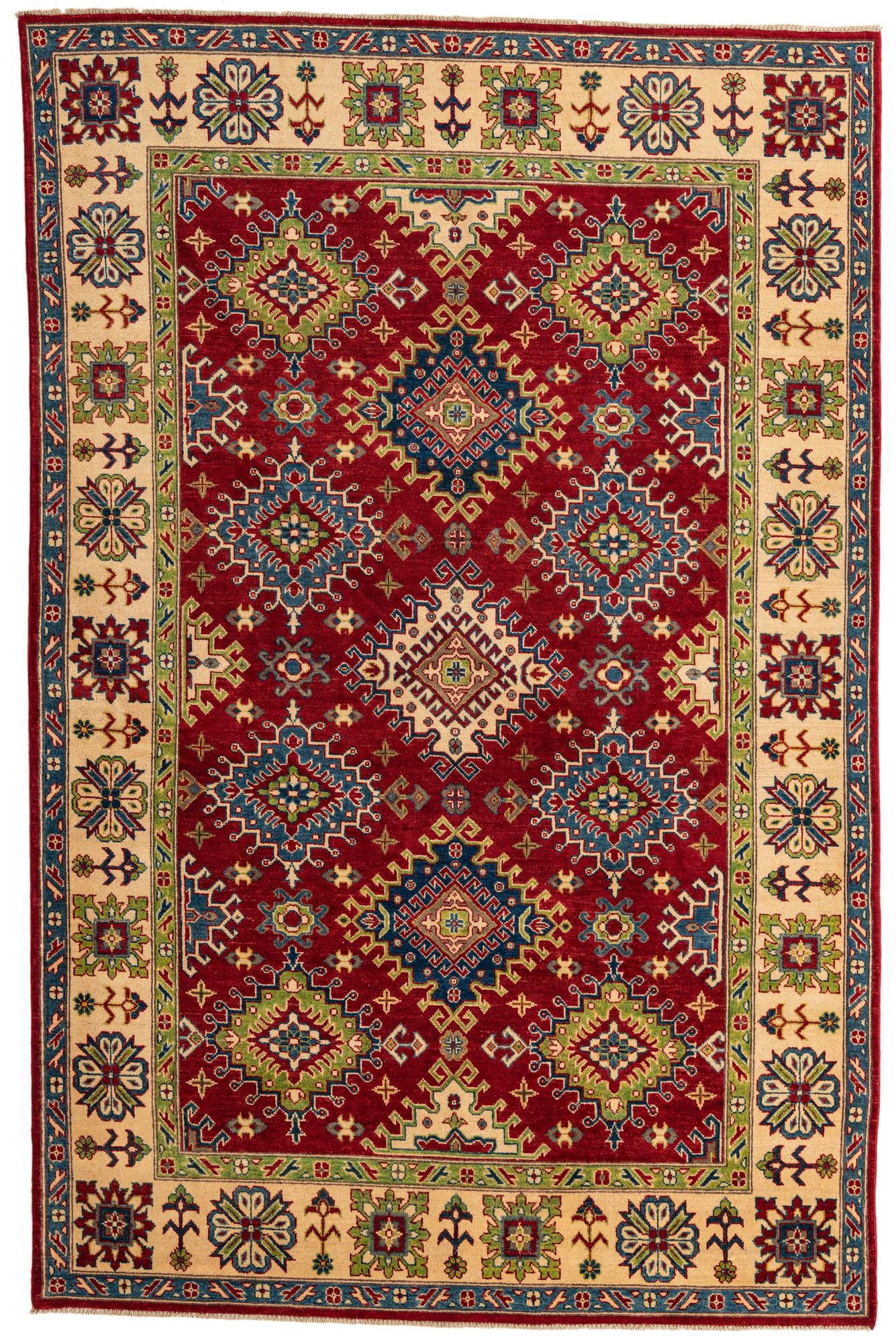 6' 7 x 10' Hand Knotted Kazak Rug