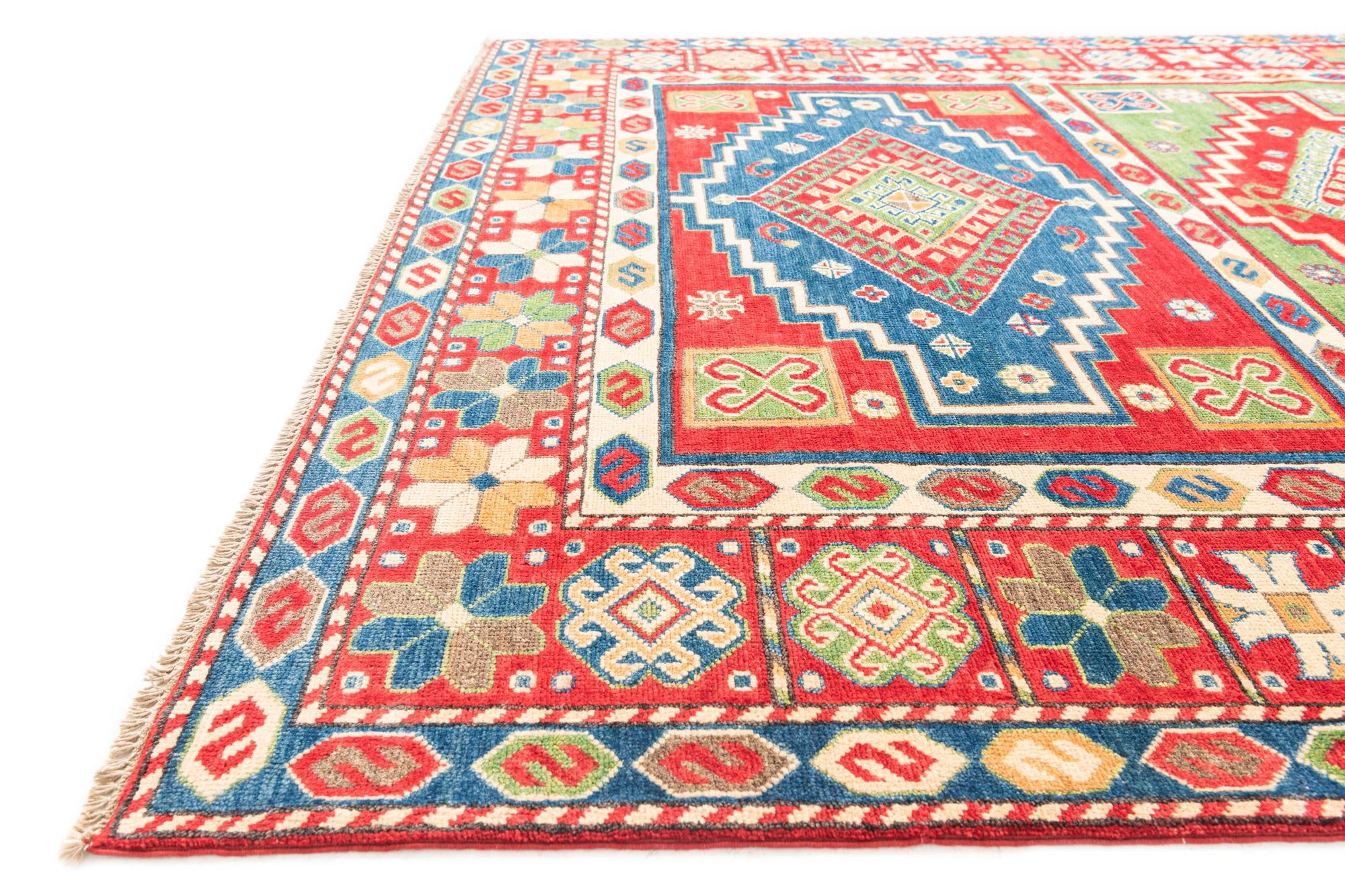 6' x 9' Hand Knotted Kazak Rug