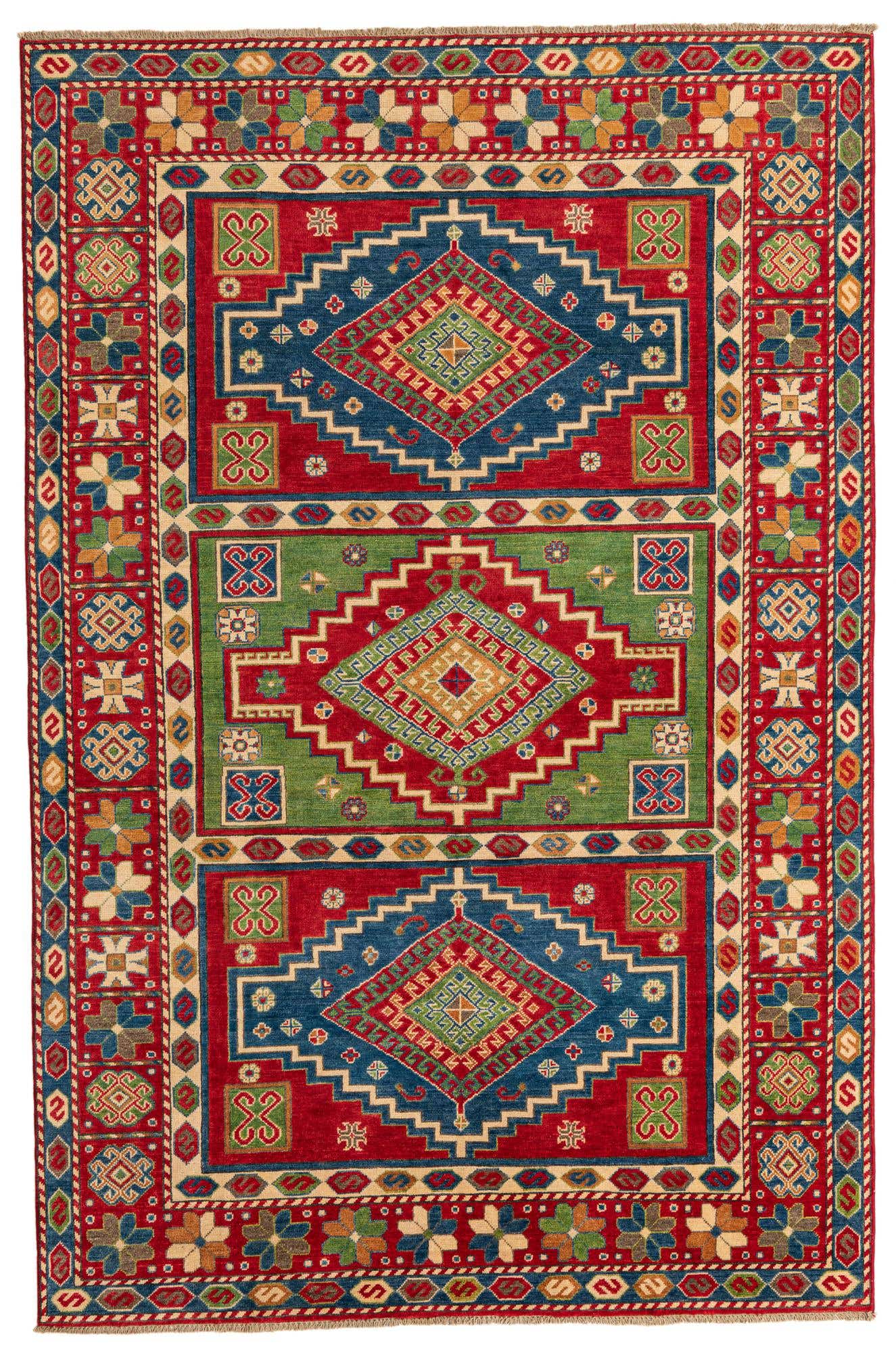 6' x 9' Hand Knotted Kazak Rug