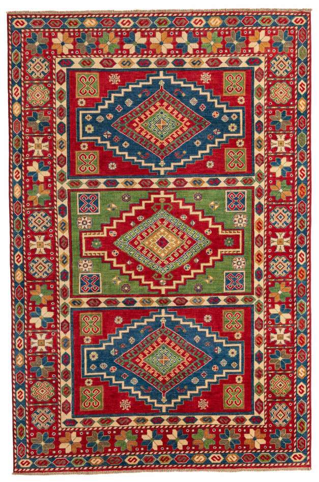Detail image of 6' x 9' Hand Knotted Kazak Rug
