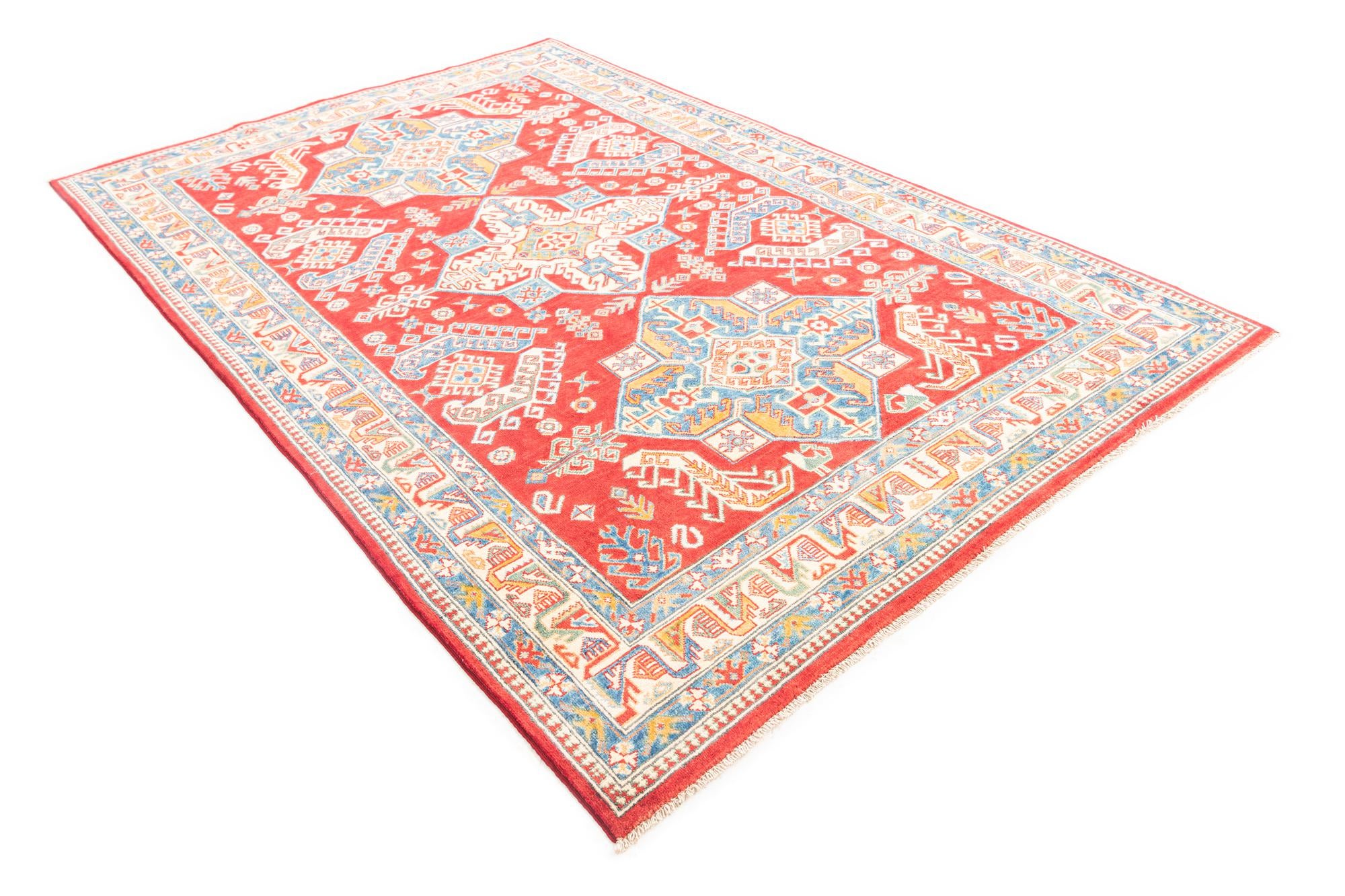 6' x 9' 4 Hand Knotted Kazak Rug