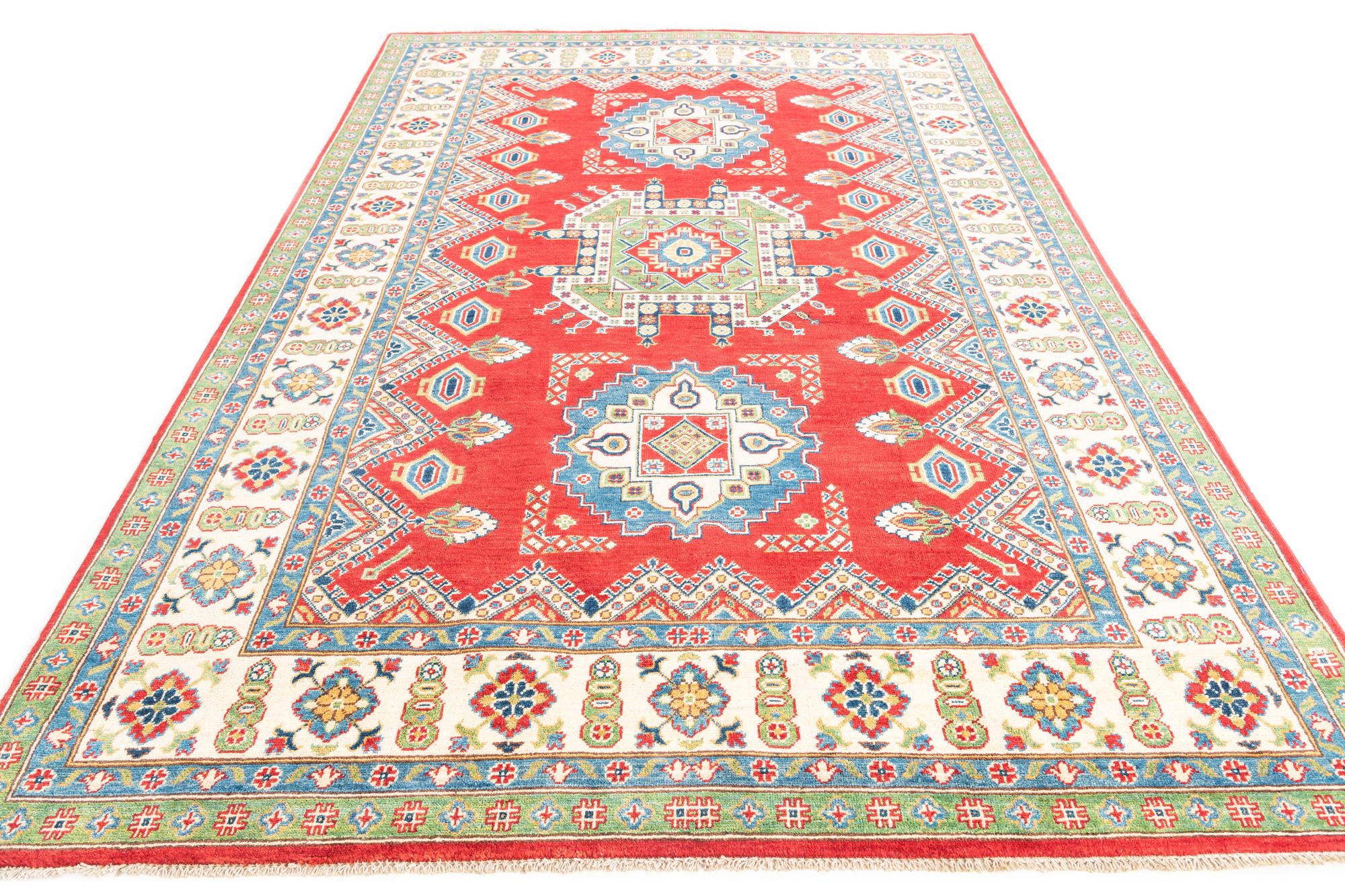 6' 7 x 9' Hand Knotted Kazak Rug