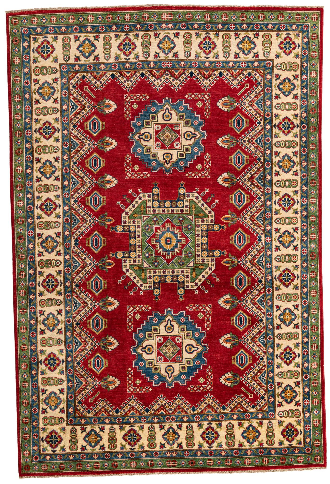6' 7 x 9' Hand Knotted Kazak Rug