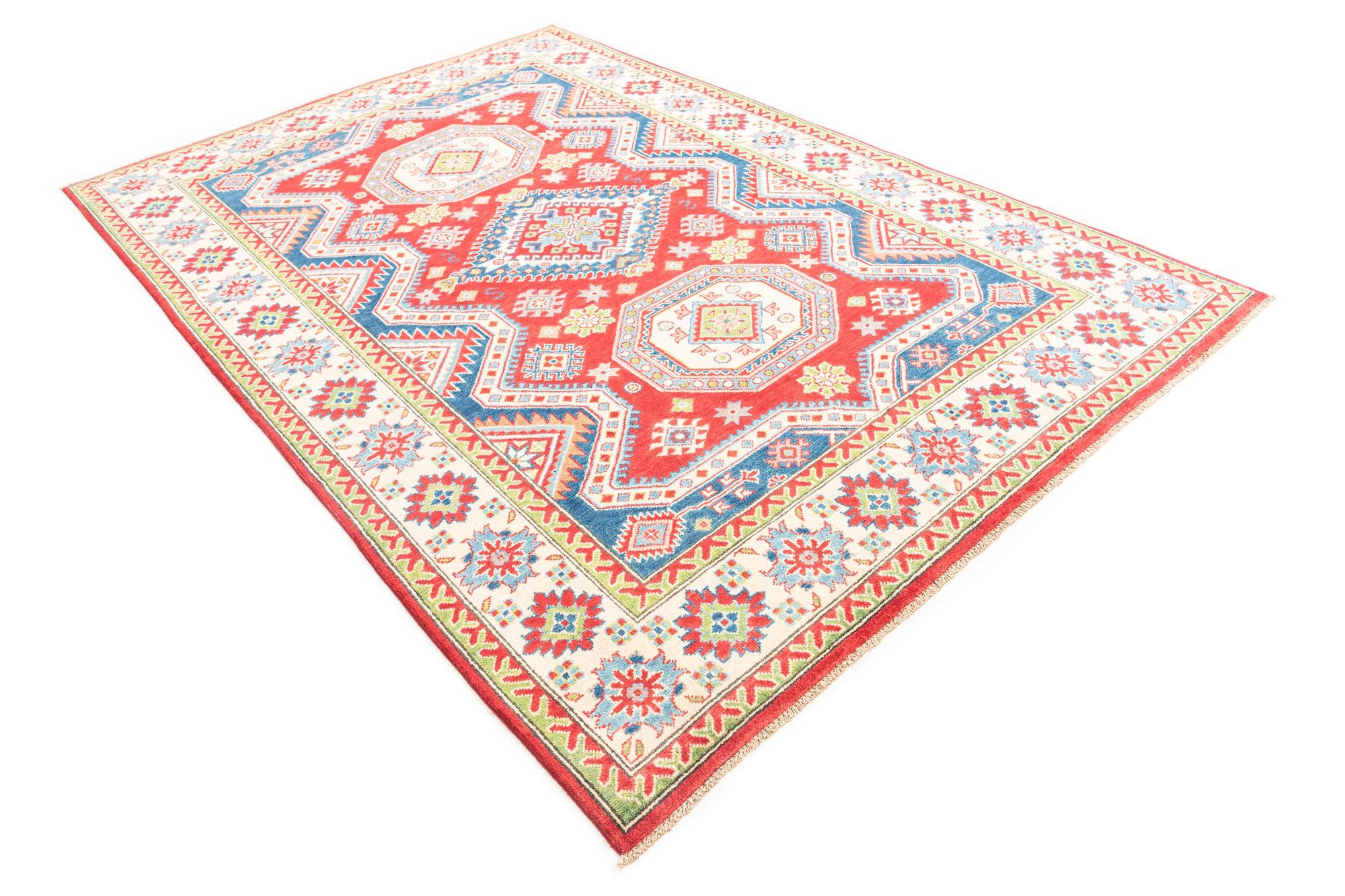 6' x 9' 2 Hand Knotted Kazak Rug