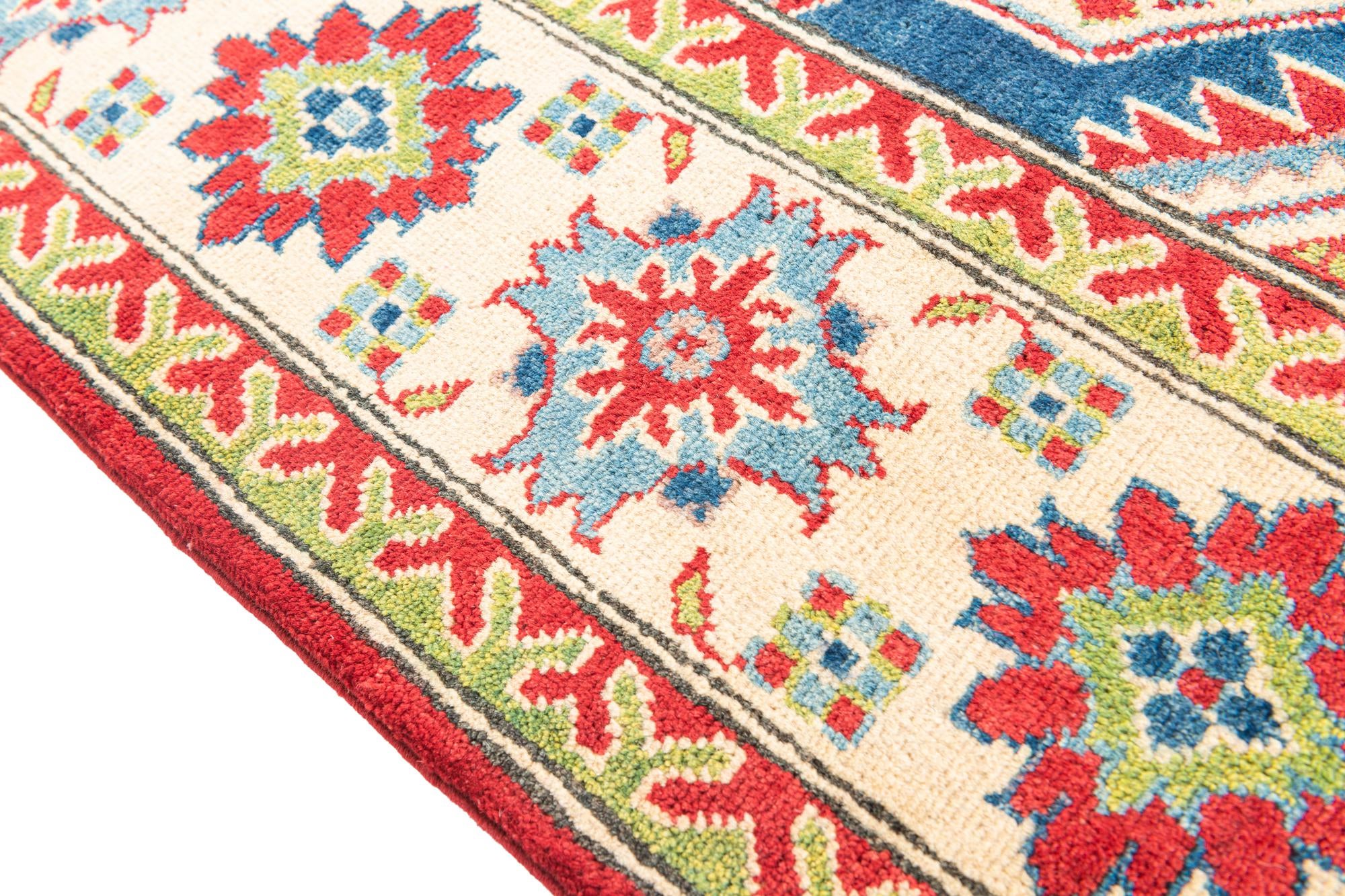6' x 9' 2 Hand Knotted Kazak Rug