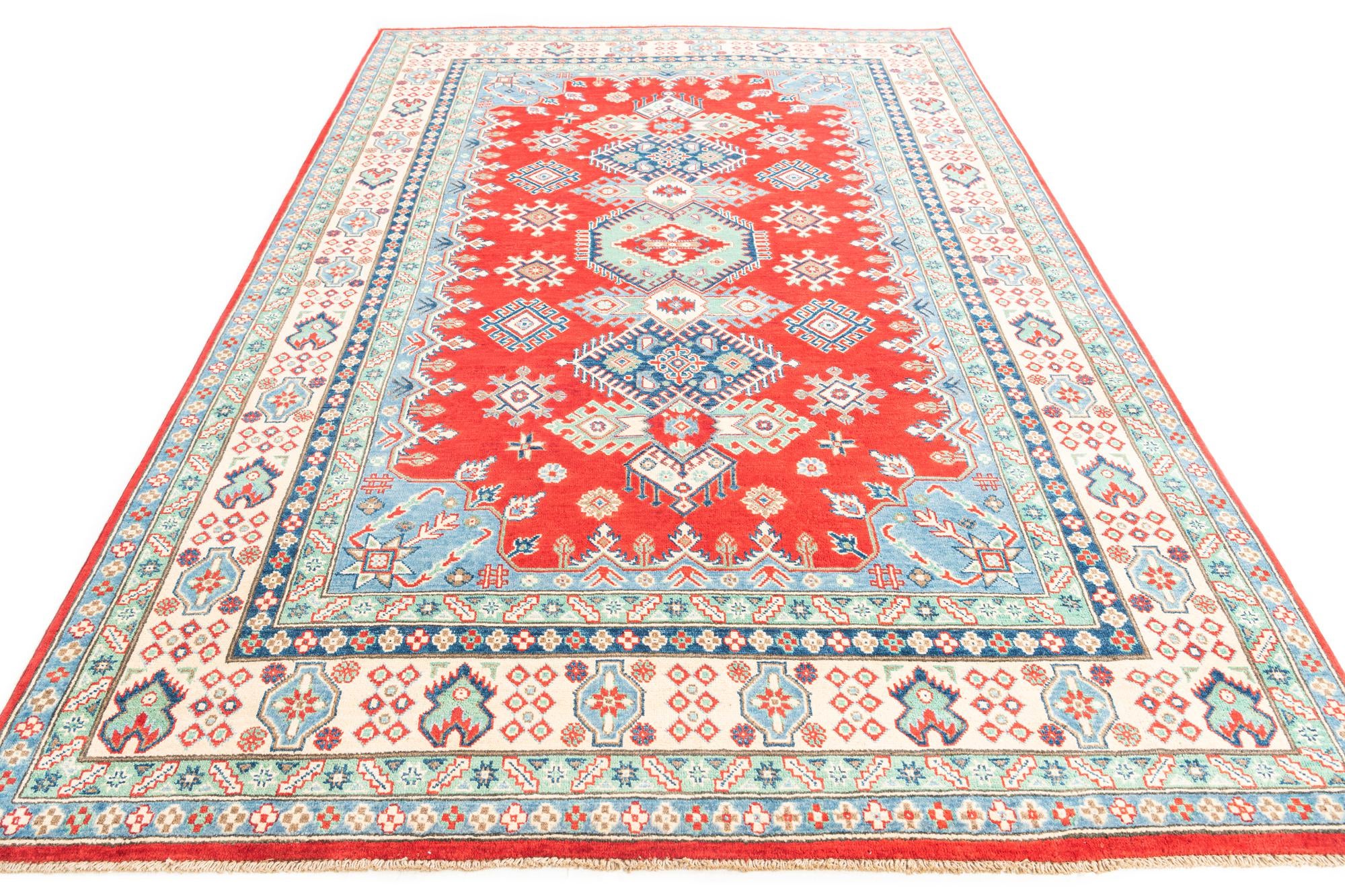 6' 6 x 9' 7 Hand Knotted Kazak Rug