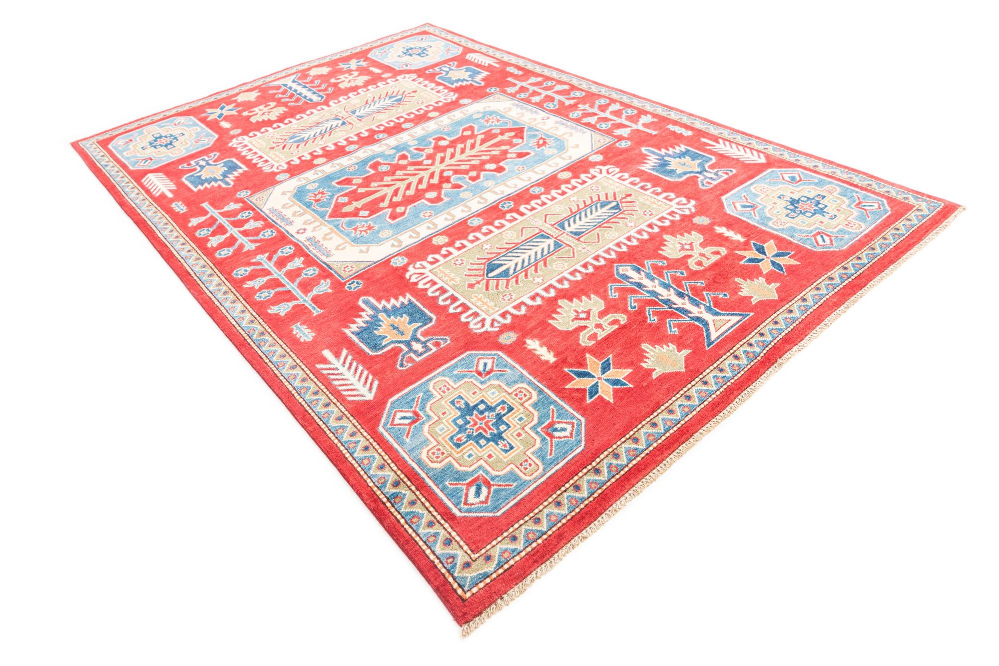 6' 7 x 9' 9 Hand Knotted Kazak Rug