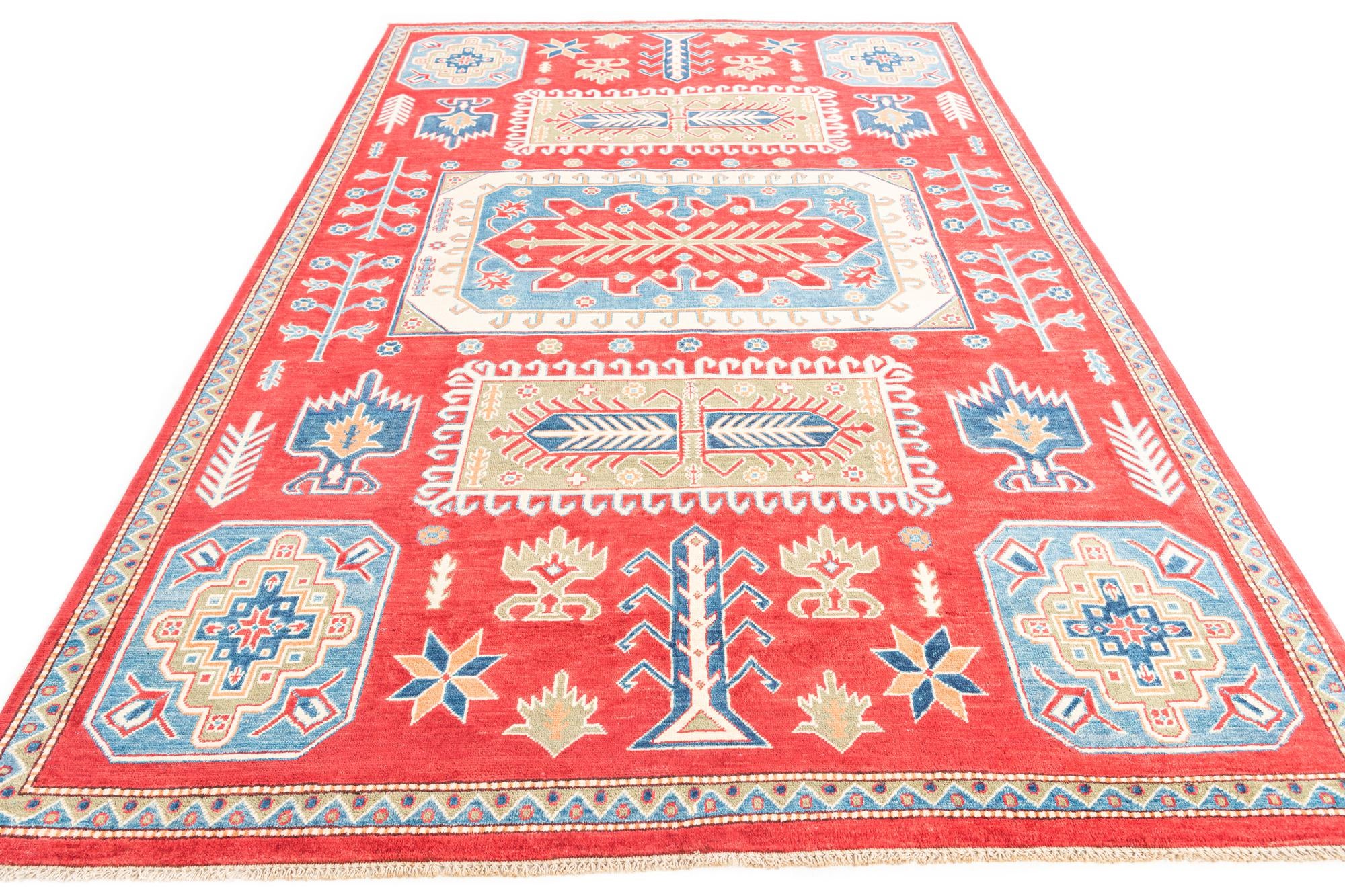 6' 7 x 9' 9 Hand Knotted Kazak Rug