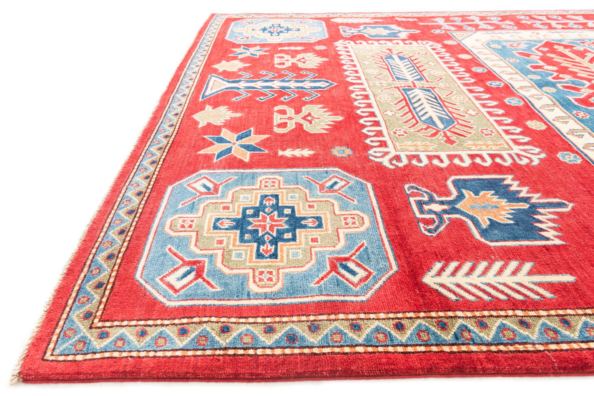 6' 7 x 9' 9 Hand Knotted Kazak Rug