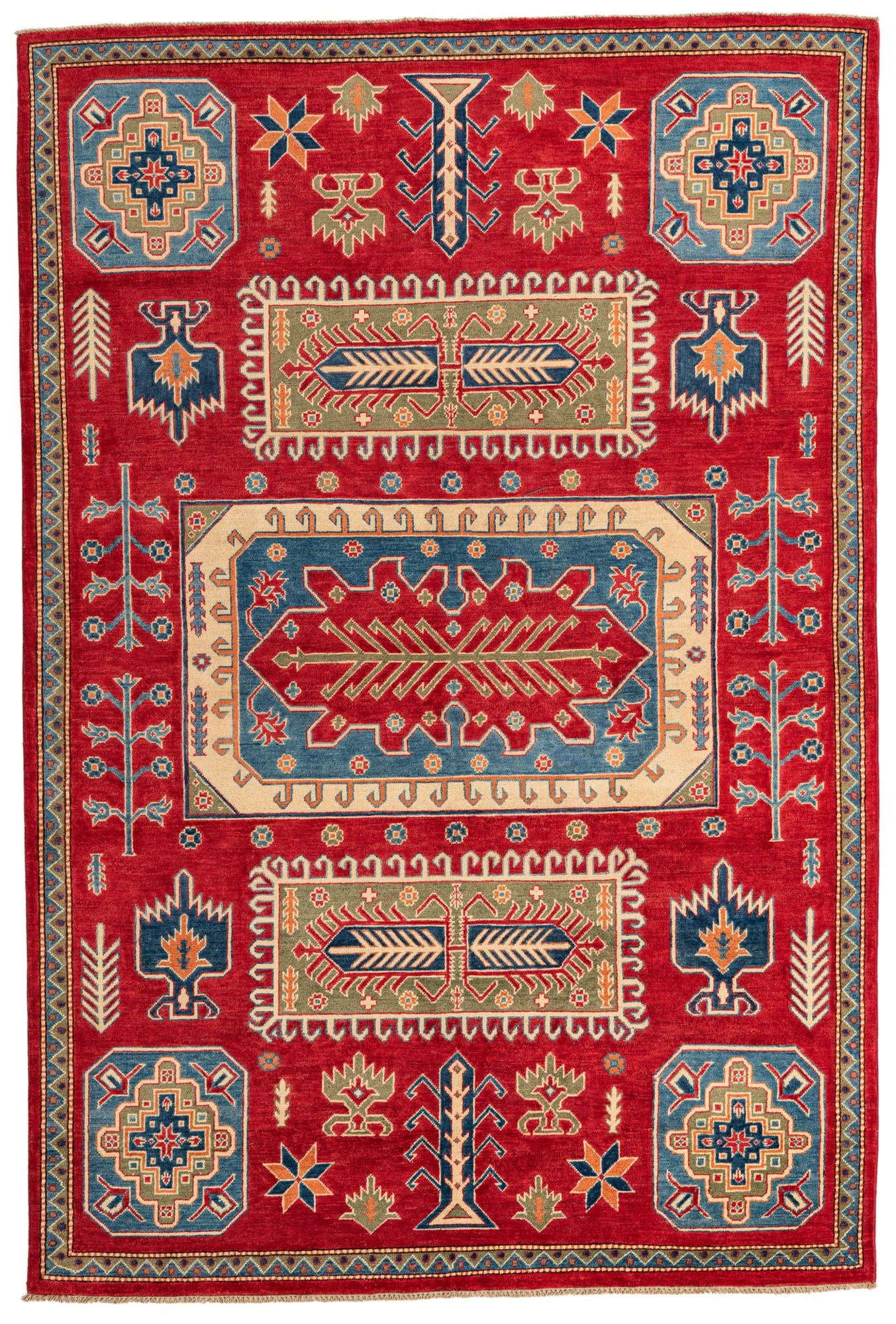 6' 7 x 9' 9 Hand Knotted Kazak Rug