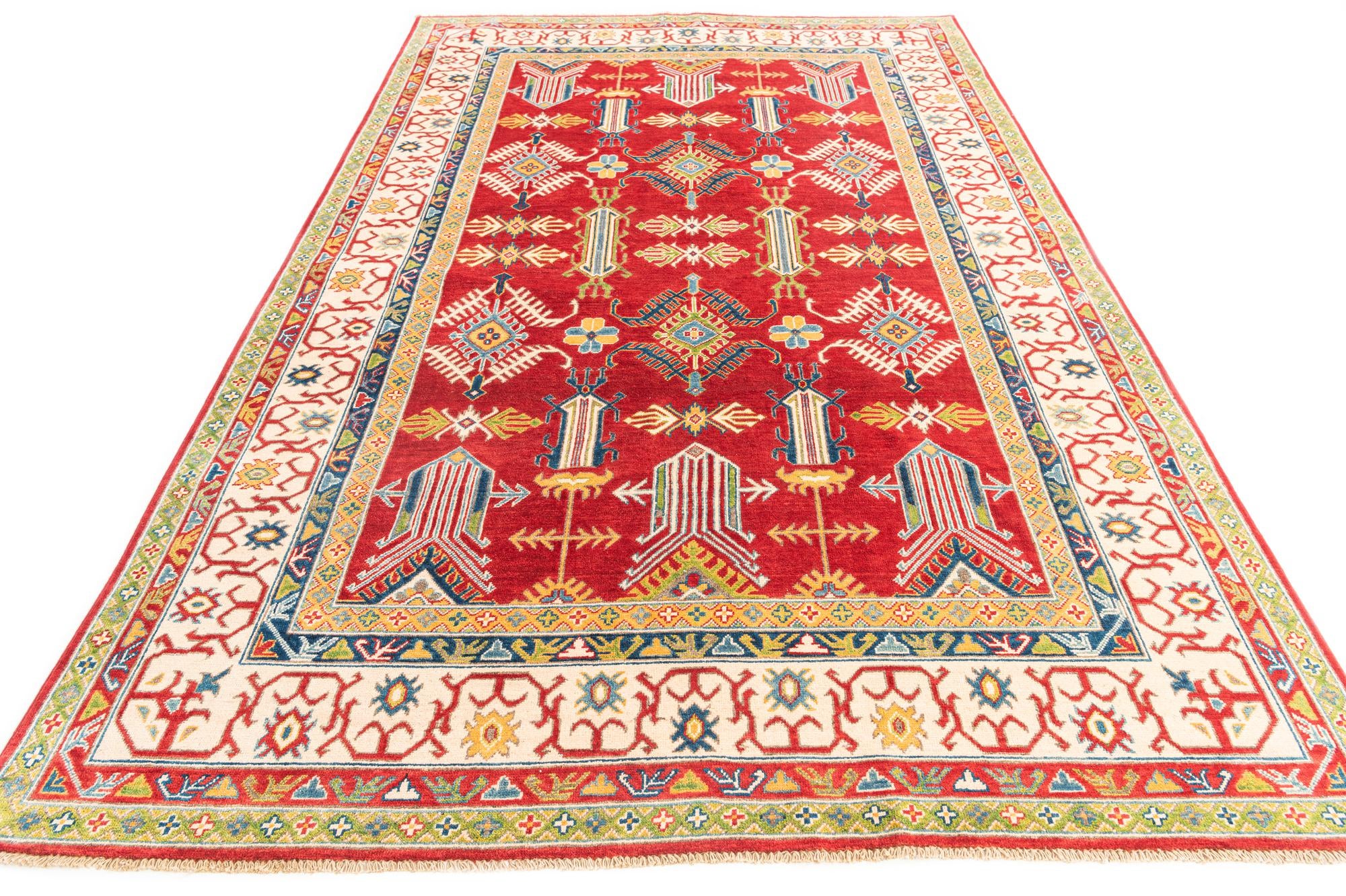 6' 5 x 9' 8 Hand Knotted Kazak Rug