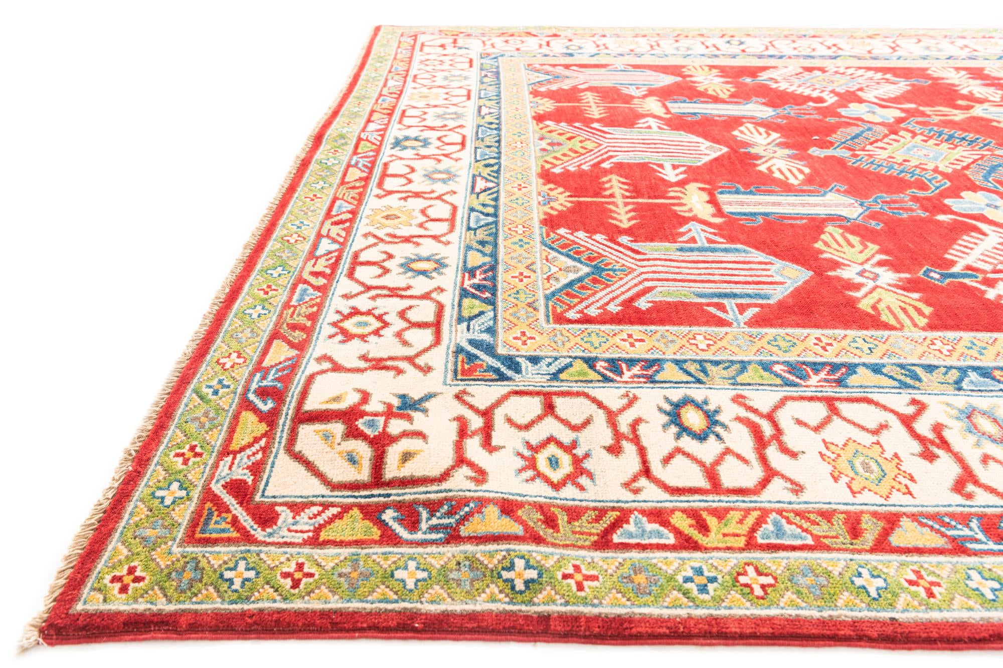 6' 5 x 9' 8 Hand Knotted Kazak Rug