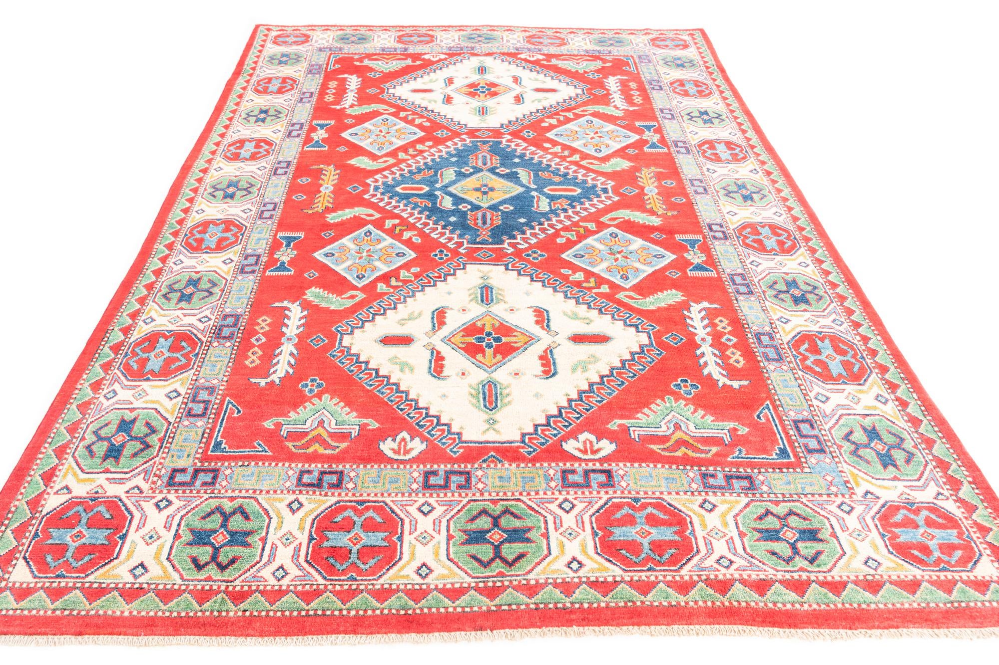 6' 4 x 9' 5 Hand Knotted Kazak Rug