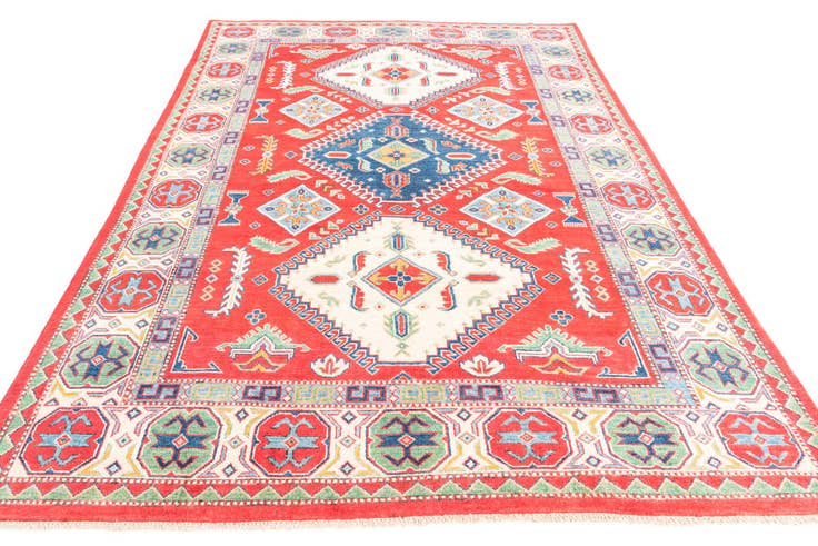 Detail image of 6' 4 x 9' 5 Hand Knotted Kazak Rug