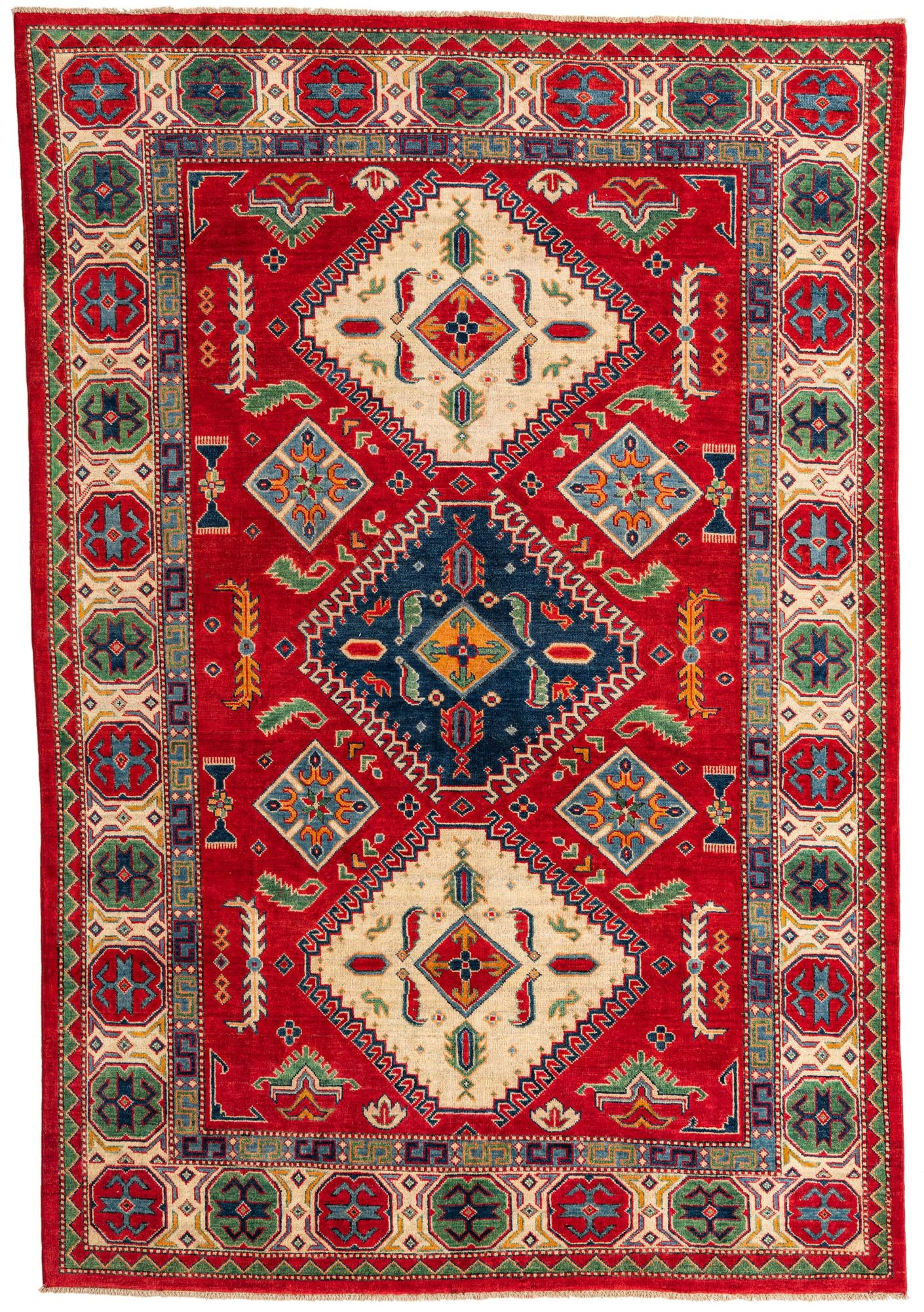 6' 4 x 9' 5 Hand Knotted Kazak Rug